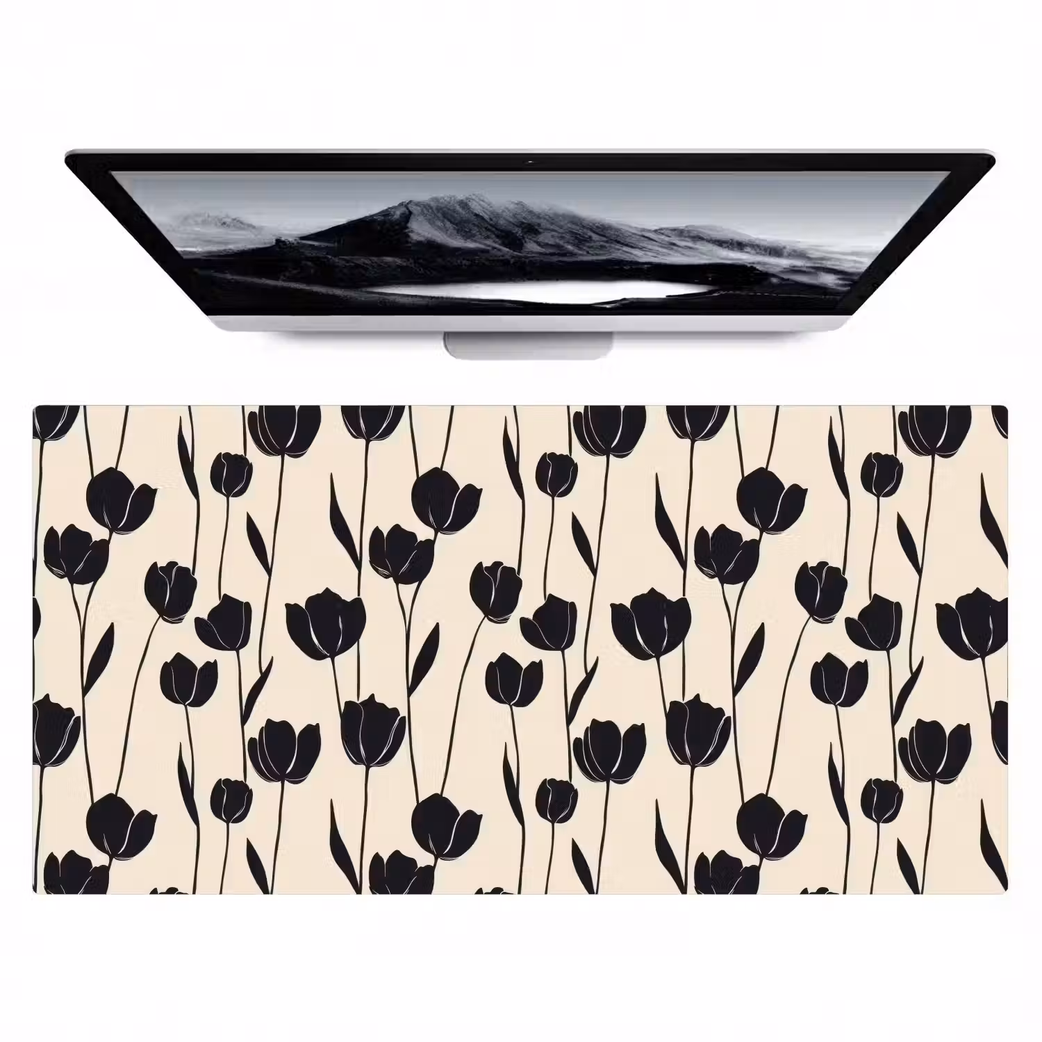 Tulpen - Patroon - Zwart Muismat XXL klein 681 -zzz3d