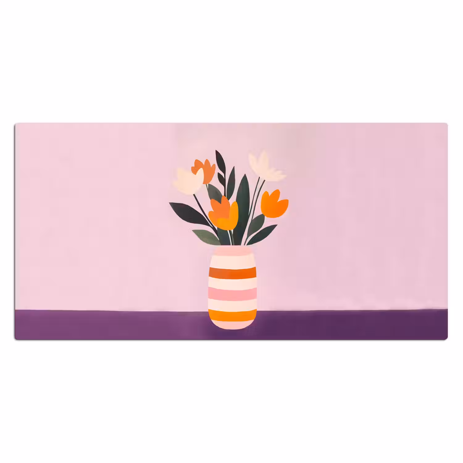 Tulpen - Vaas - Strepen - Paars Muismat XXL klein -3d_leeg
