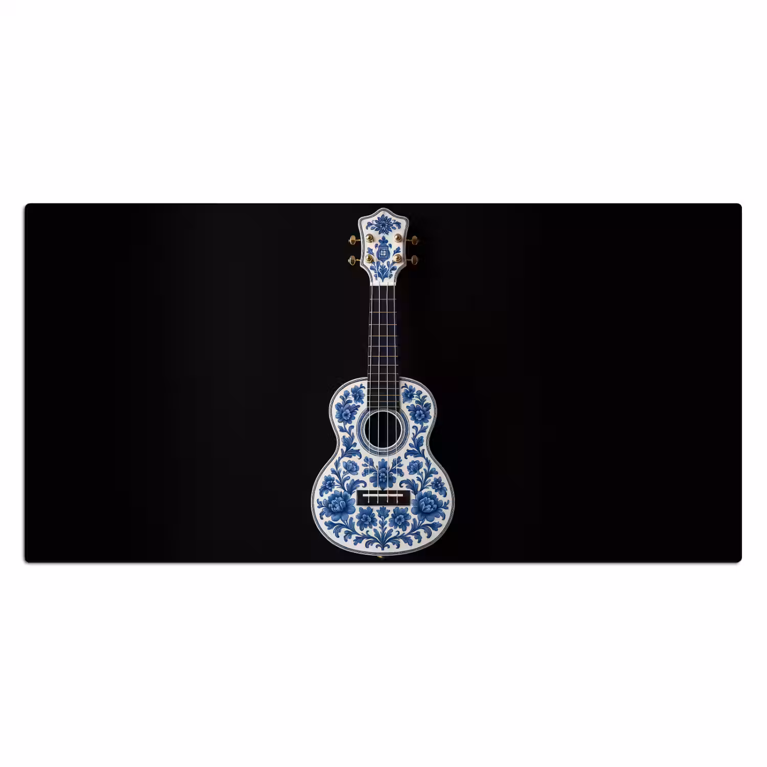 Ukelele - Delfts - Blauw - Muziek Muismat XXL klein -3d_leeg