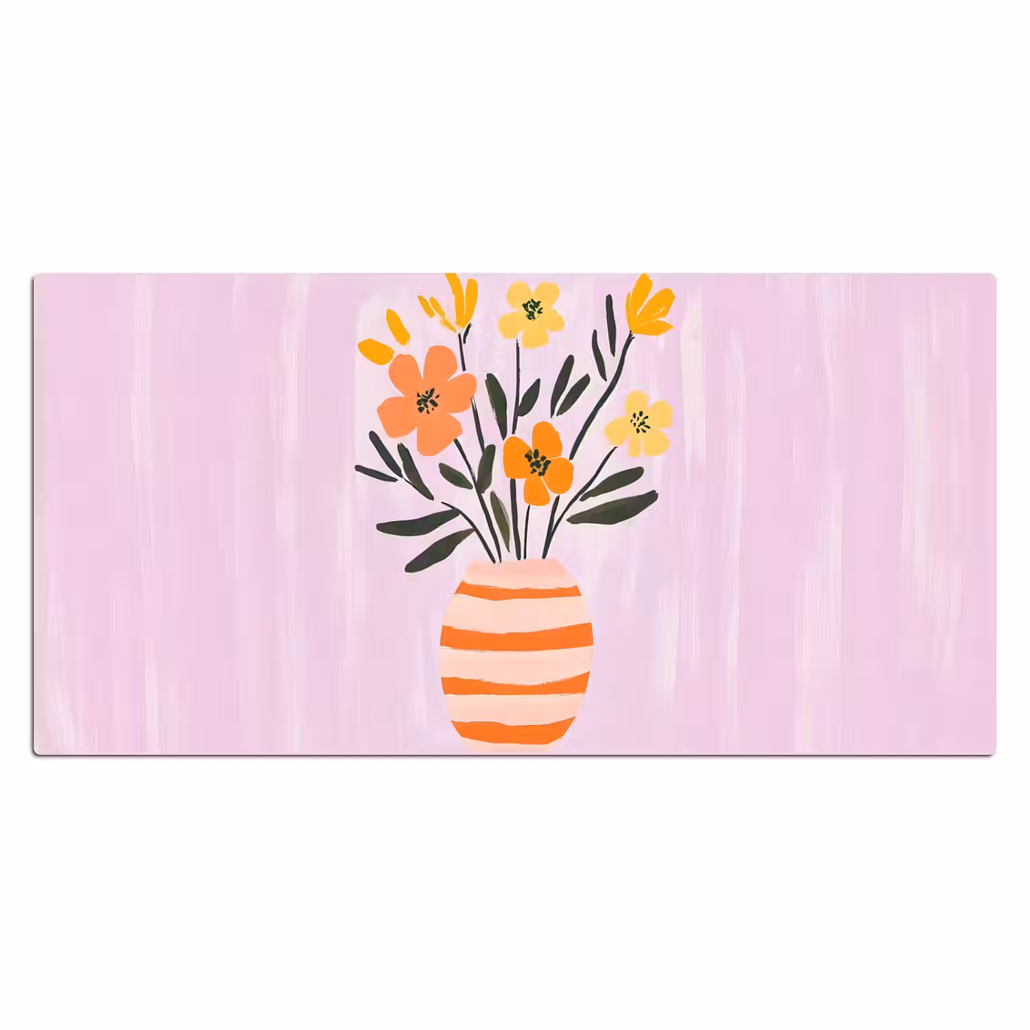 Vaas - Gestreept - Bloemen - Oranje Muismat XXL klein -3d_leeg
