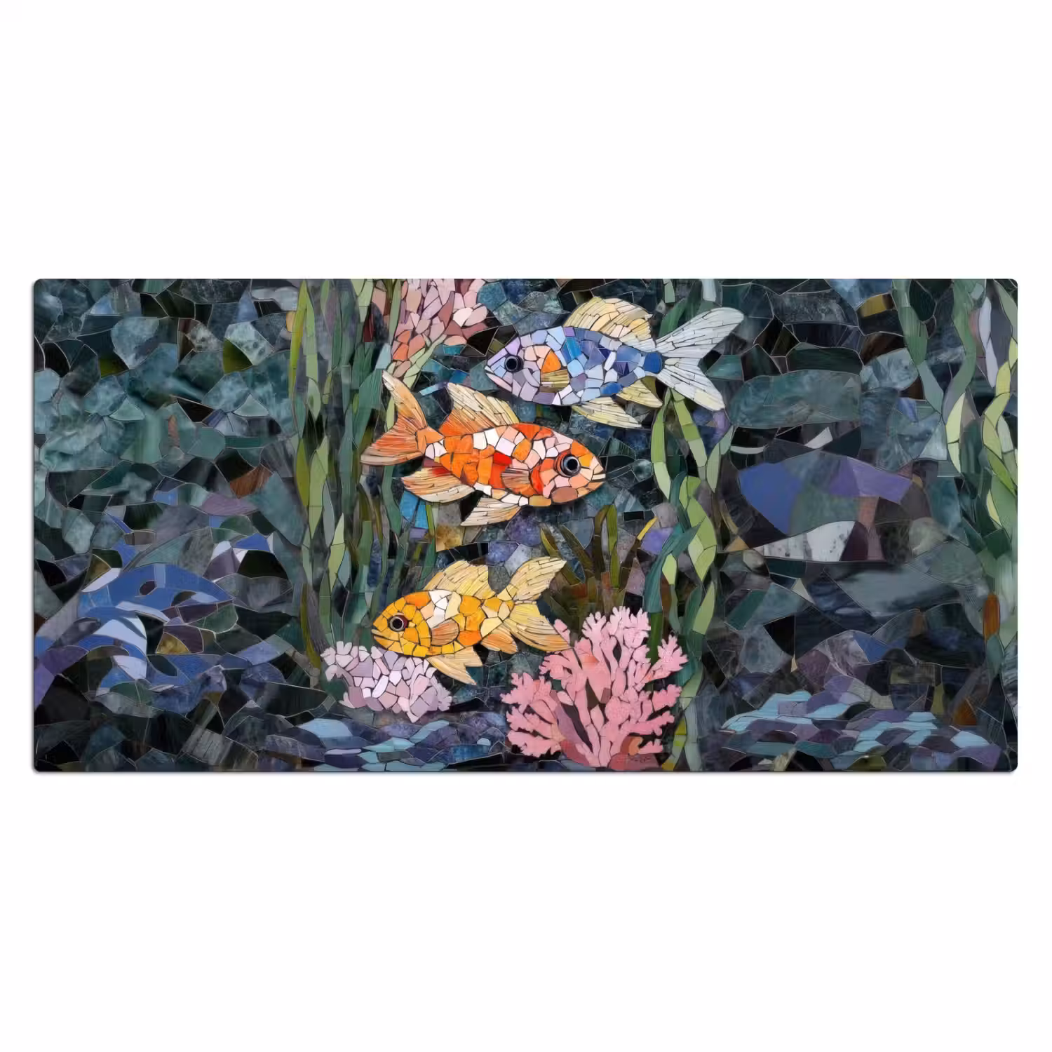 Vissen - Koraal - Zee - Mozaïek Muismat XXL klein -3d_leeg