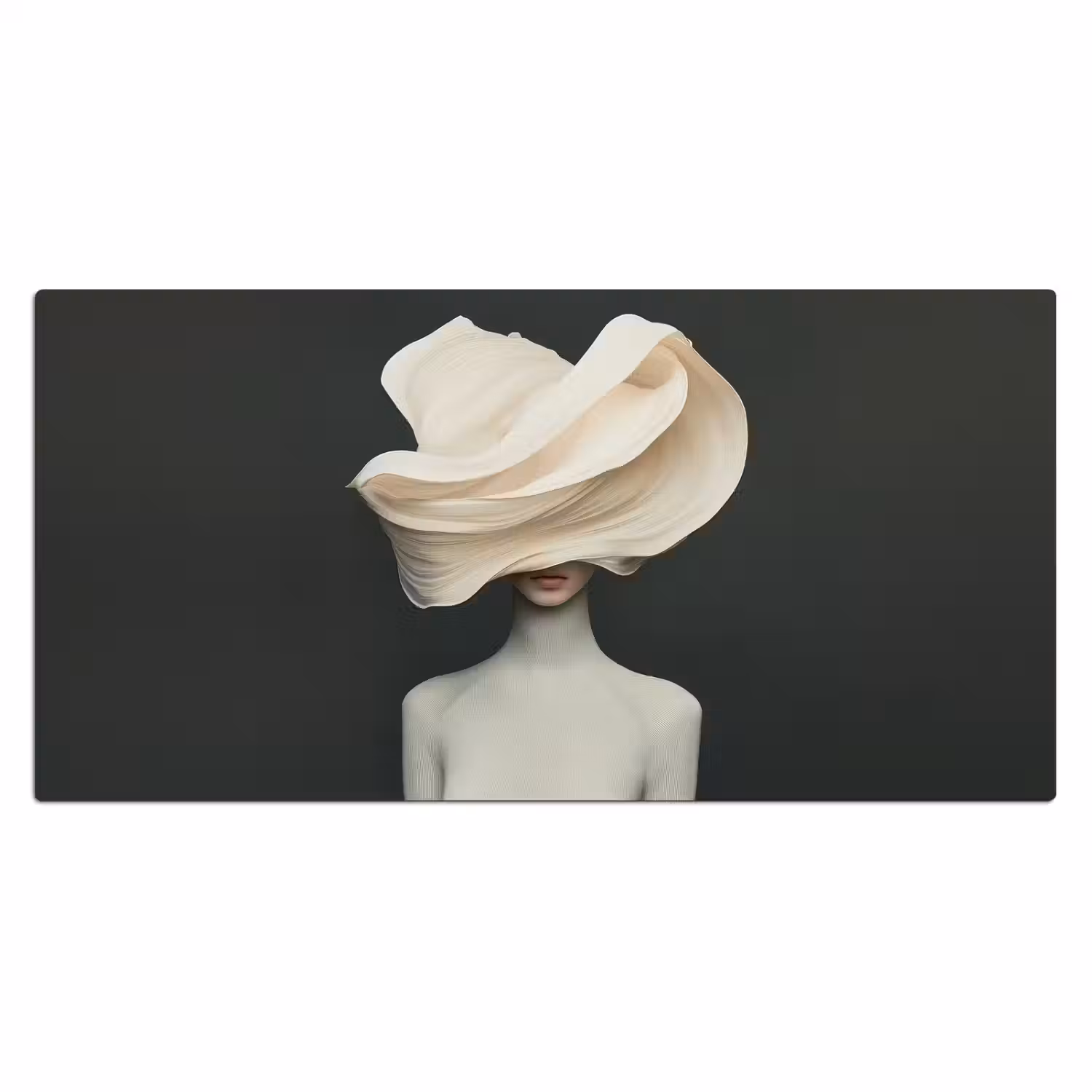 Vrouw - Beige - hoed Muismat XXL klein -3d_leeg