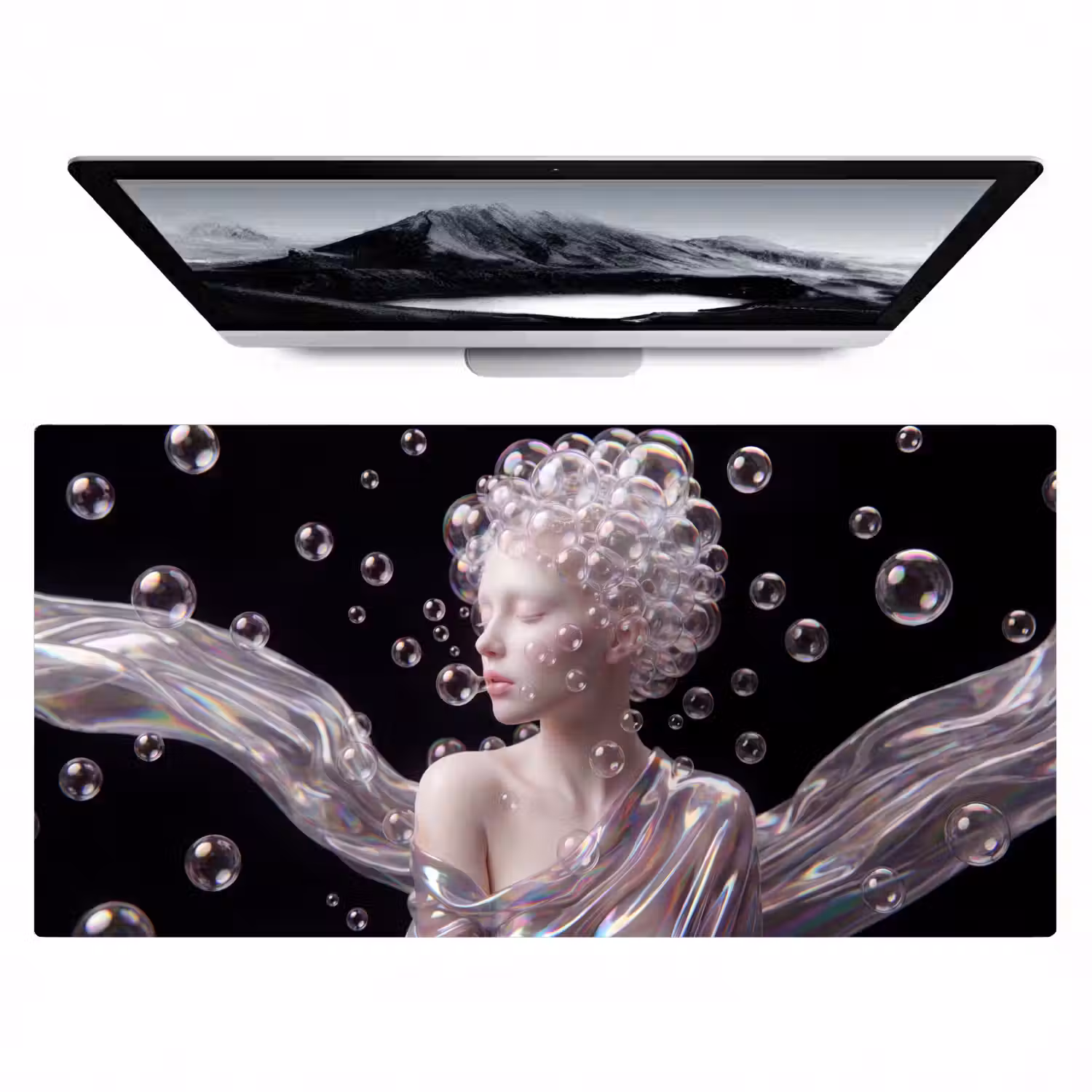 Vrouw - Bellen - Abstract - Kleurrijk Muismat XXL klein -zzz3d
