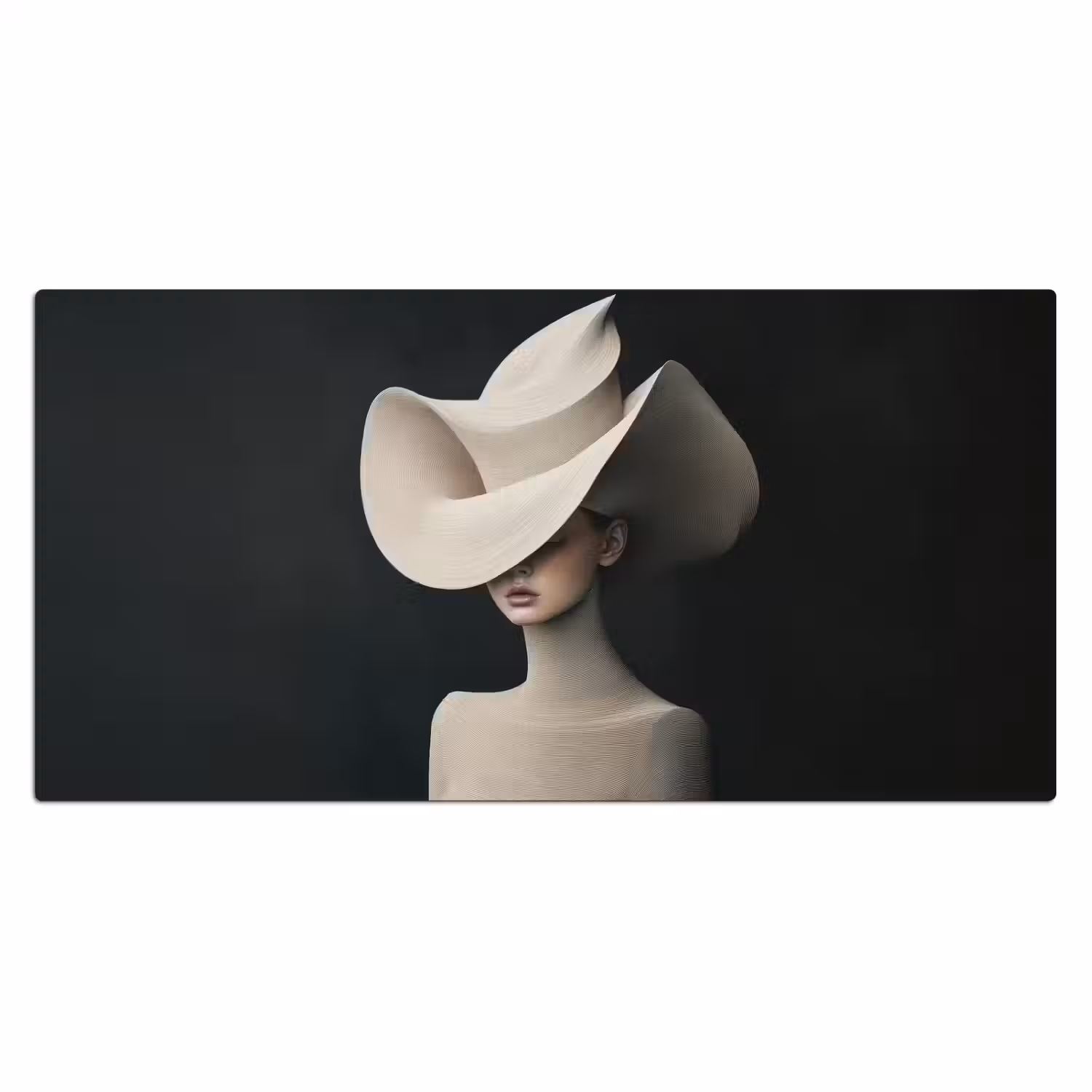 Vrouw - Golvende - Hoed Muismat XXL klein -3d_leeg