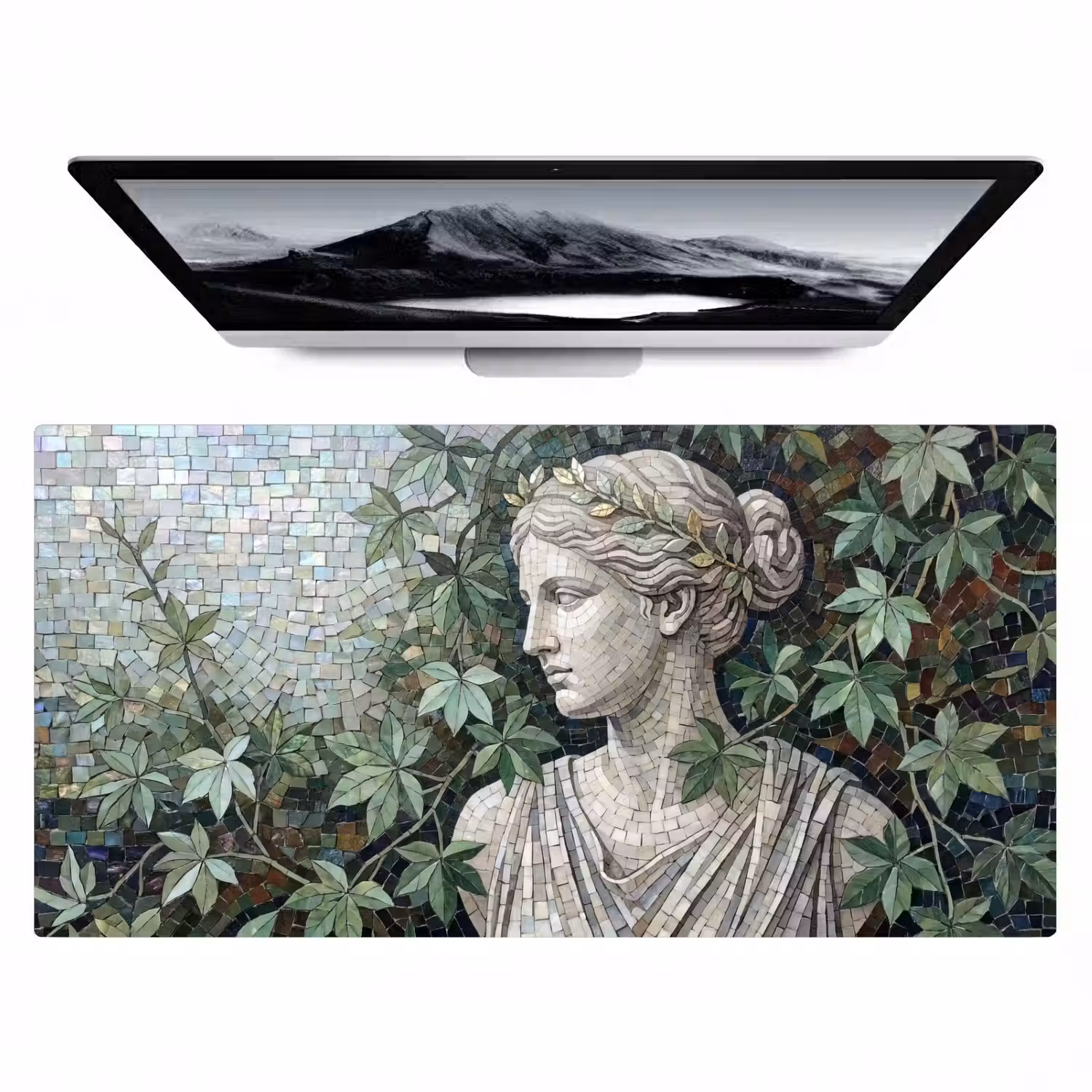 Vrouw - Klassiek - Mozaiëk - Natuur - Groen Muismat XXL klein -zzz3d