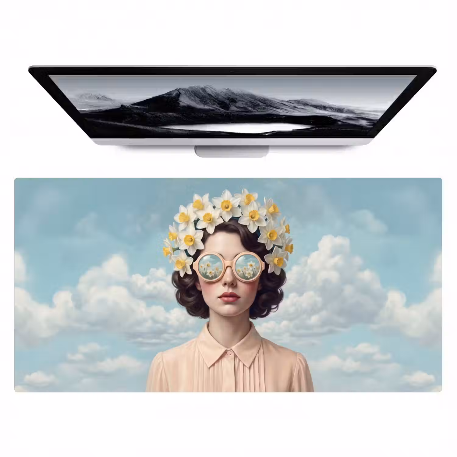 Vrouw - Narcissen - Geel Muismat XXL klein -zzz3d