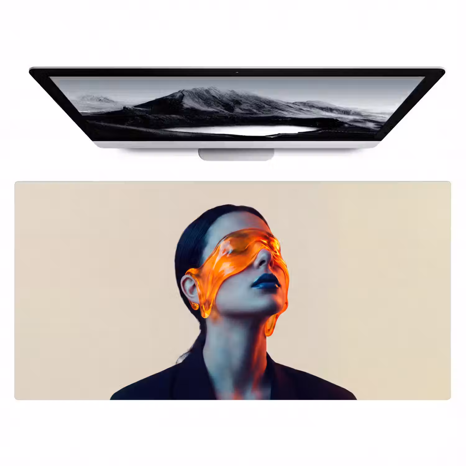 Vrouw - Oranje - Abstract - Modern - Kleurrijk Muismat XXL klein -zzz3d