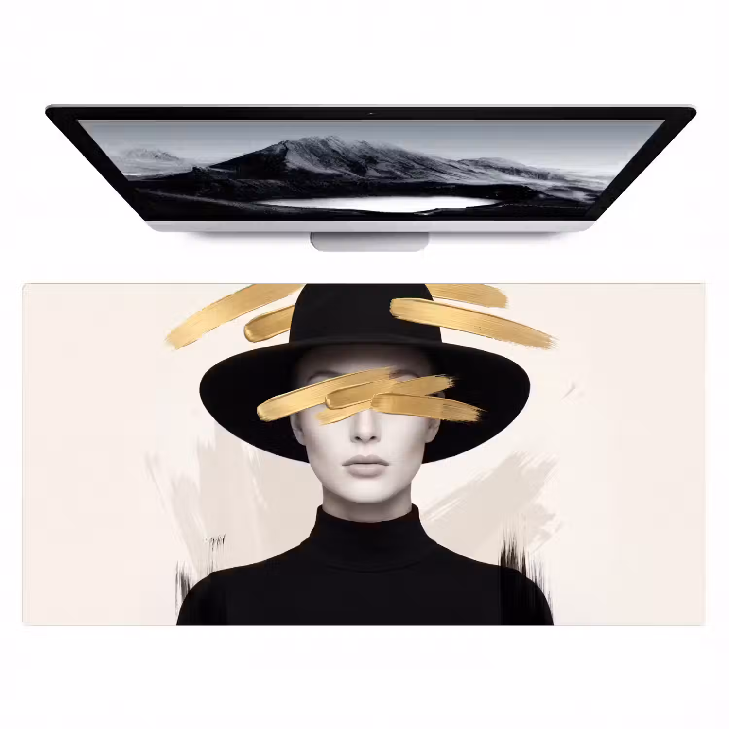Vrouw - Portret - Modern - Goud - Kunst Muismat XXL klein -zzz3d