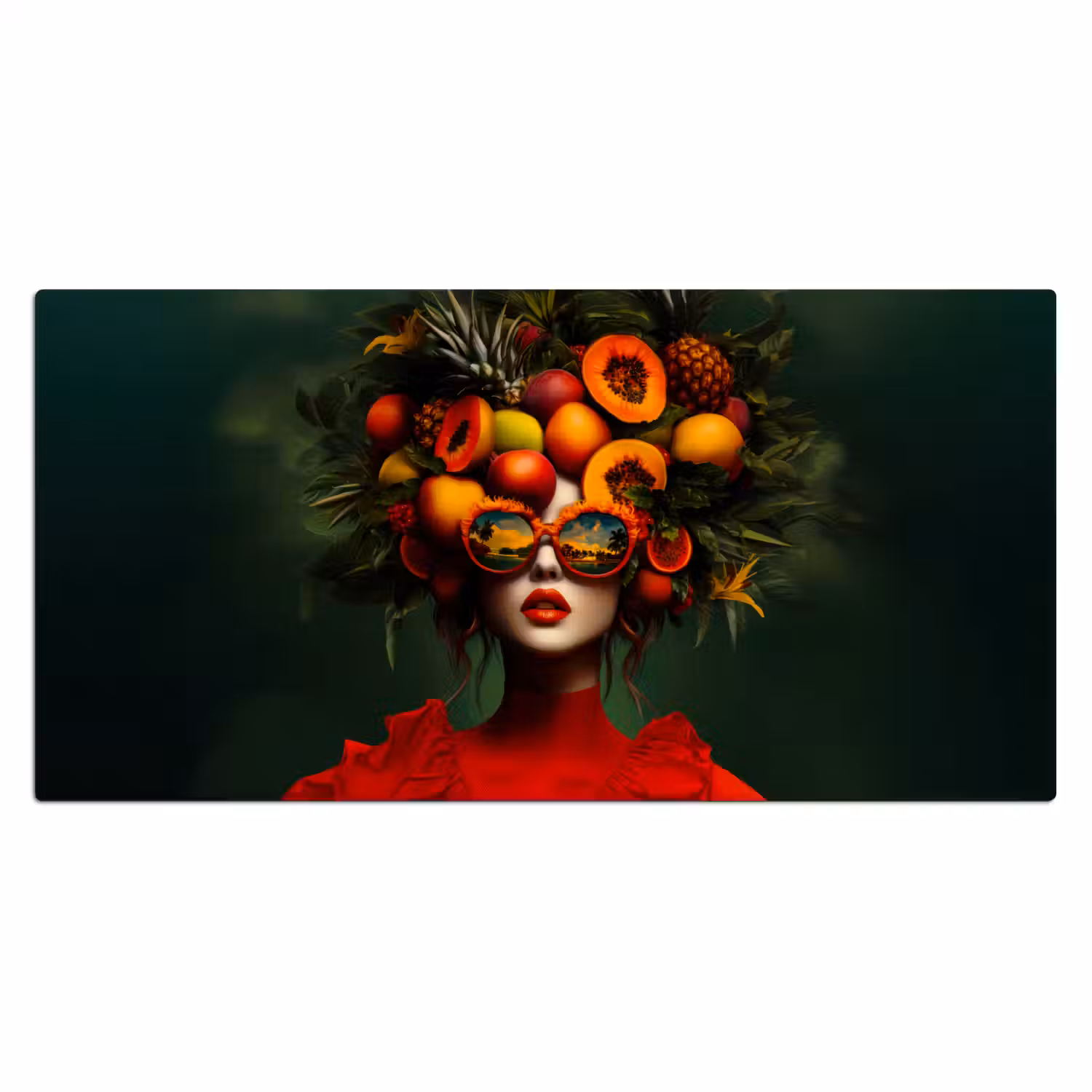 Vrouw - Vruchten - Papaja - Ananas Muismat XXL klein -3d_leeg
