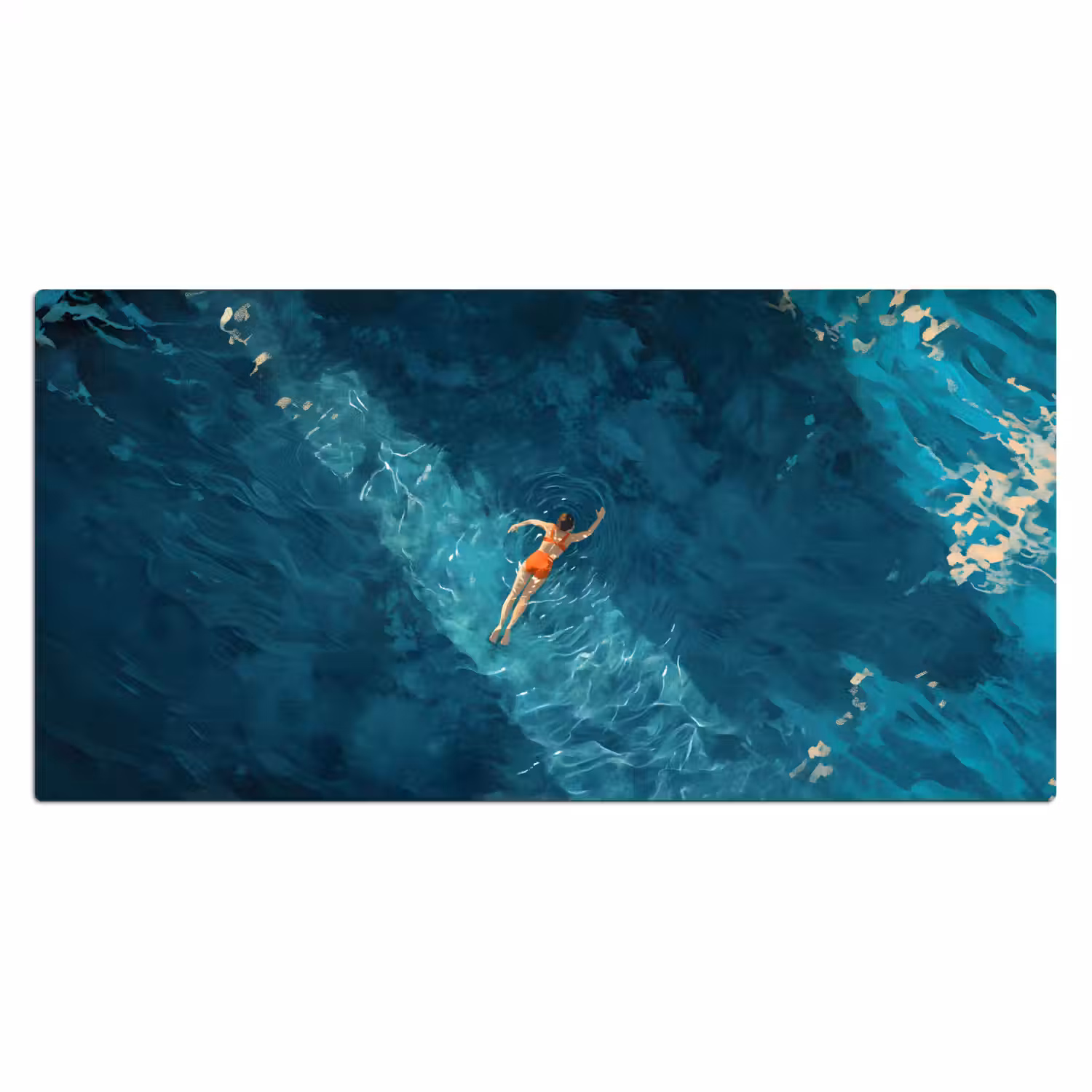 Vrouw - Water - Bikini - Oranje Muismat XXL klein -3d_leeg