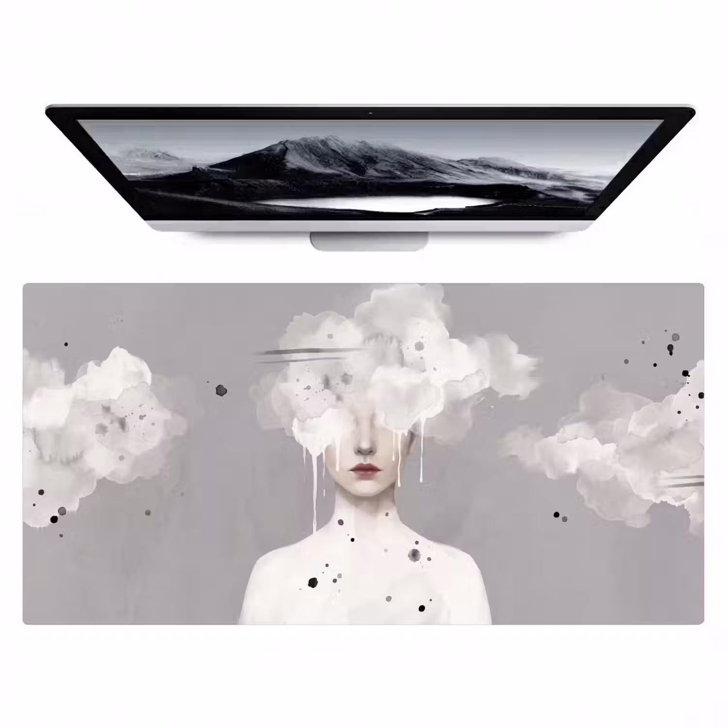 Vrouw - Wolk - Grijs Muismat XXL klein -zzz3d