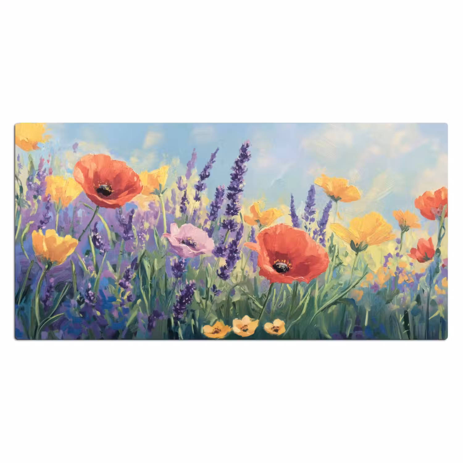 Weide - Bloemen - Kleurrijk Muismat XXL klein -3d_leeg