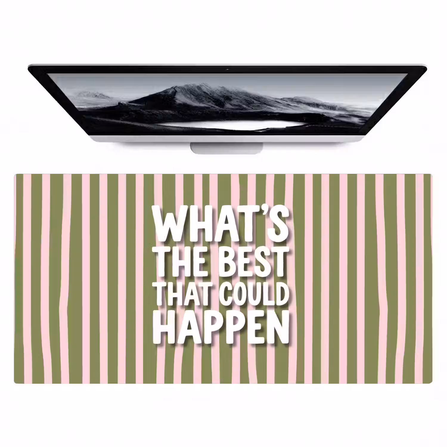 What's the best that could happen - Strepen - Groen - Roze Muismat XXL klein -zzz3d