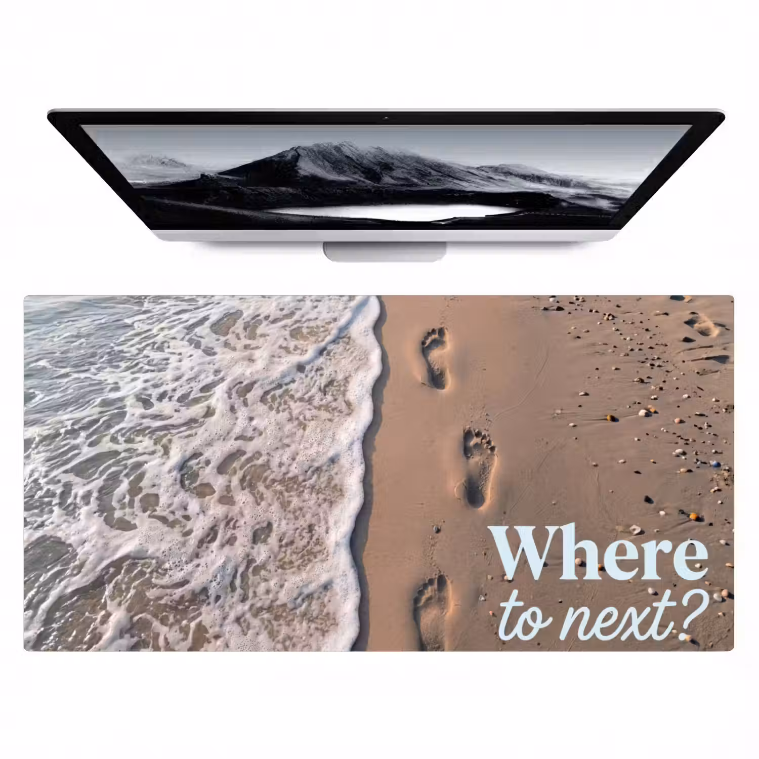 Where to next - Strand - Voetstappen Muismat XXL klein -zzz3d