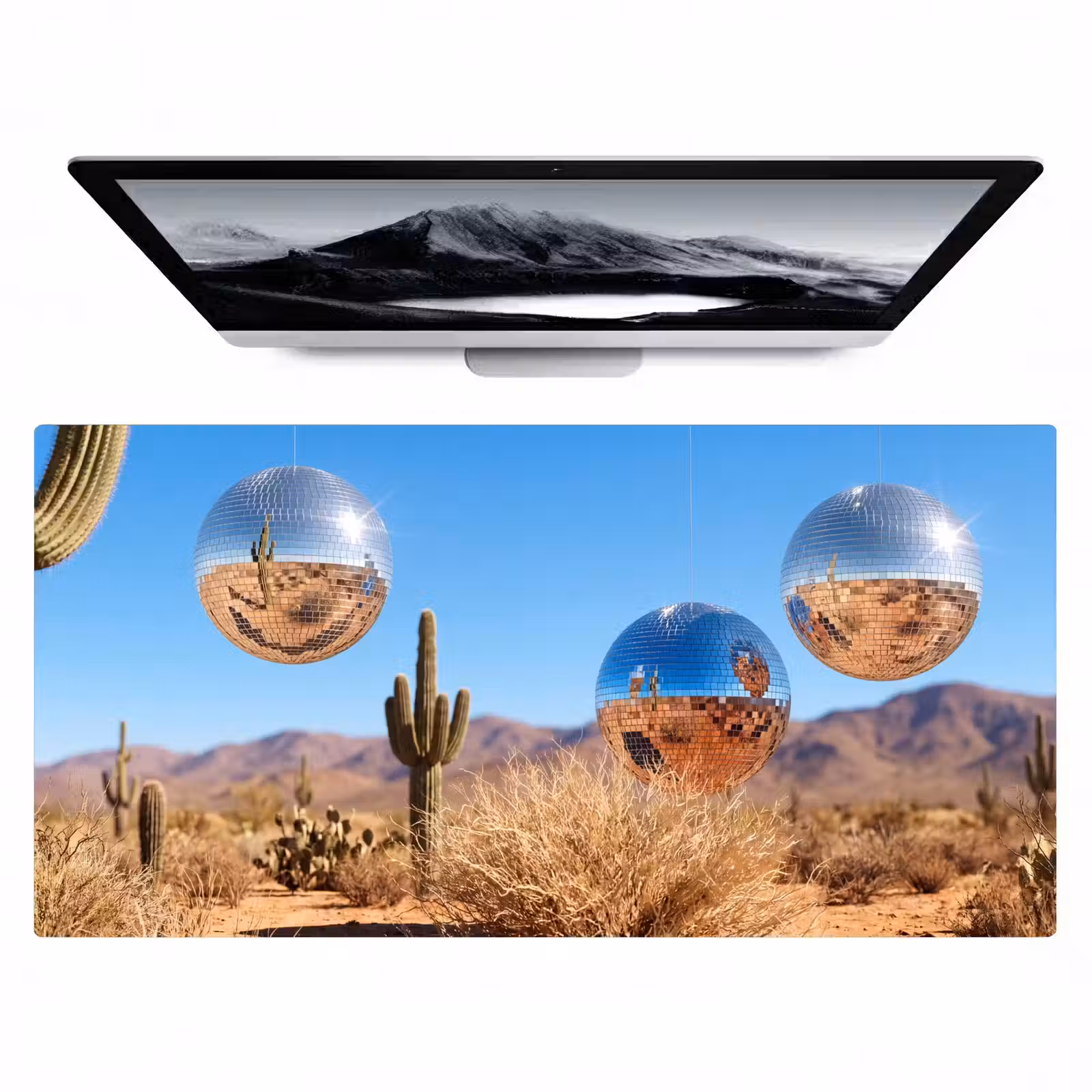 Bureau onderlegger - Woestijn - Spiegelbal - Kunst - Woestijn - Spiegelbal - Kunst Muismat XXL klein