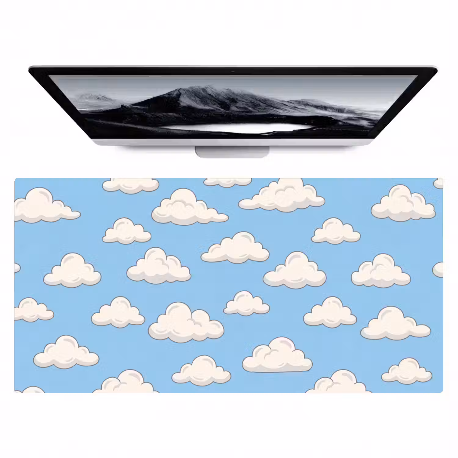 Wolk - Cartoon - Lucht - Blauw - Wit Muismat XXL klein -zzz3d