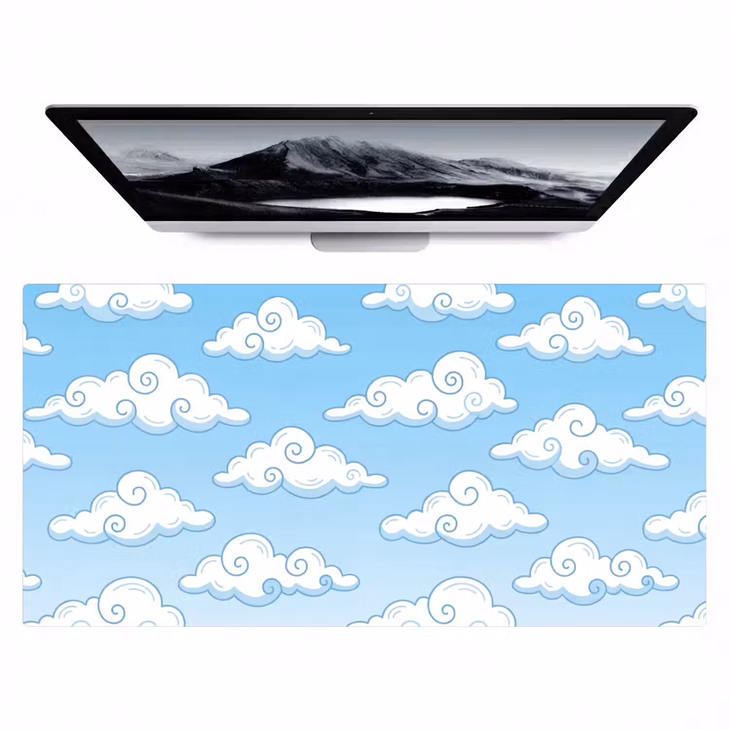 Wolk - Lucht - Cartoon - Blauw - Wit Muismat XXL klein -zzz3d