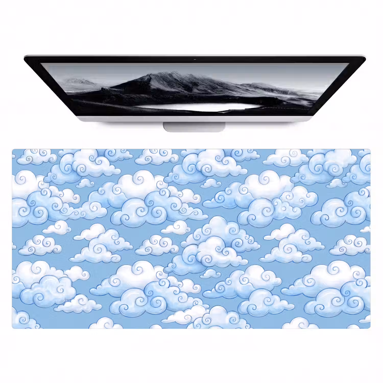 Wolken - Patroon - Hemel - Illustratie - Wit Muismat XXL klein -zzz3d