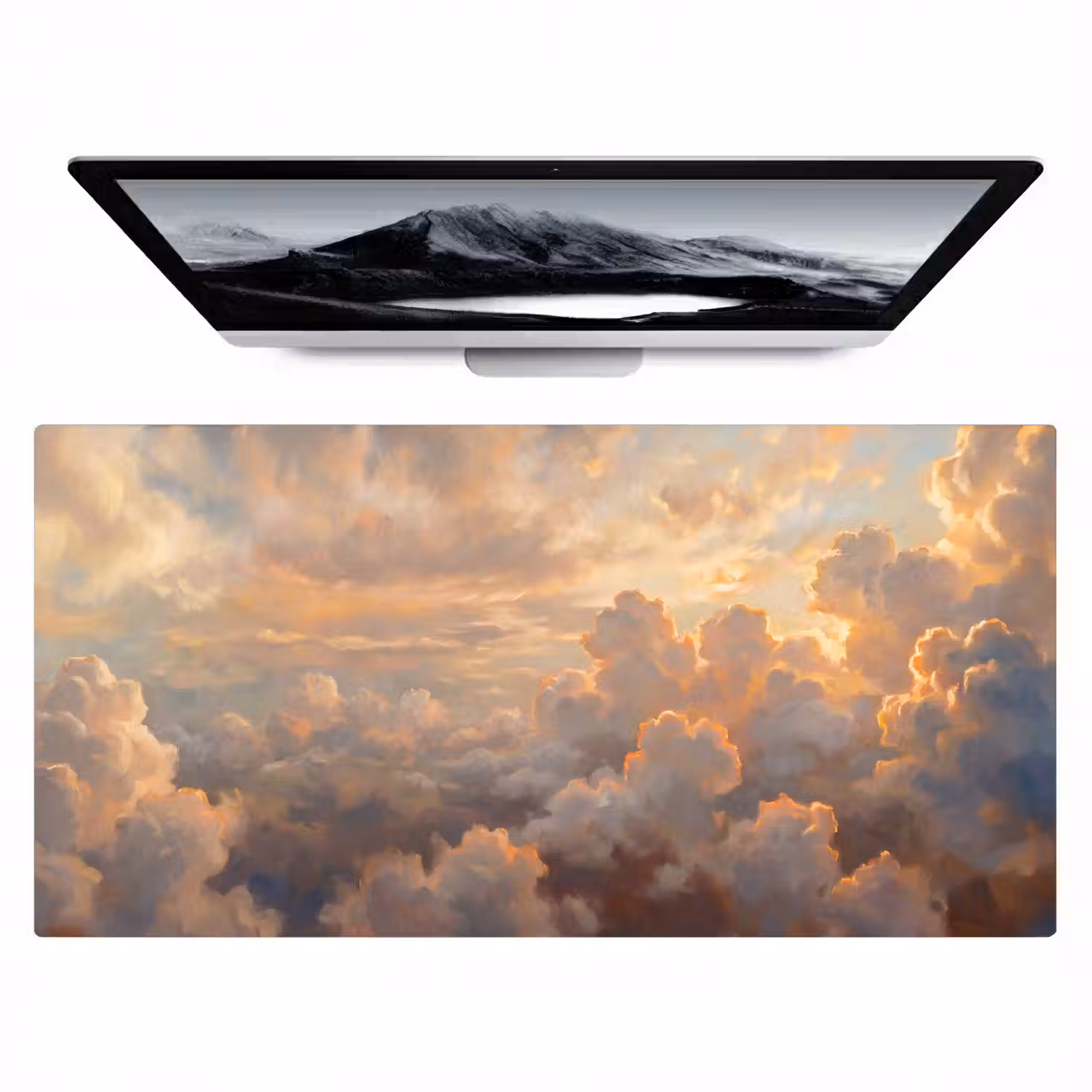 Wolken - Zonsondergang - Natuur - Abstract - Goud Muismat XXL klein -zzz3d