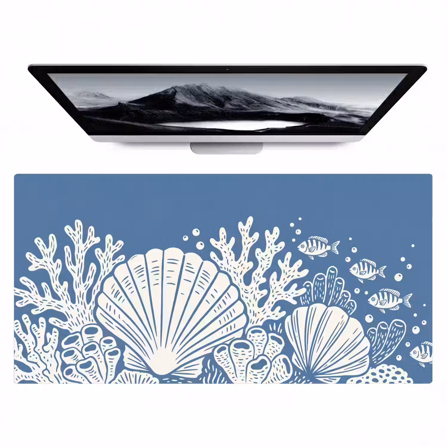 Zeeleven - Koraal - Schelp - Vis - Illustratie - Onderwater Muismat XXL klein -zzz3d