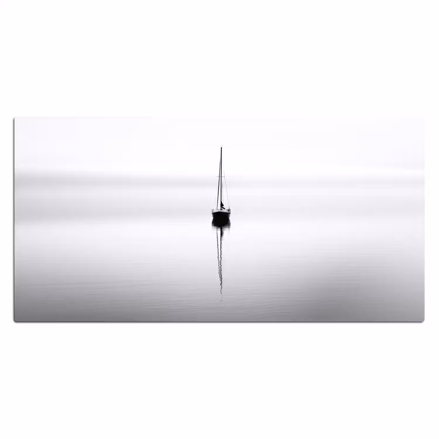 Zeilboot - Zwart - Water - Silhouet Muismat XXL klein -3d_leeg