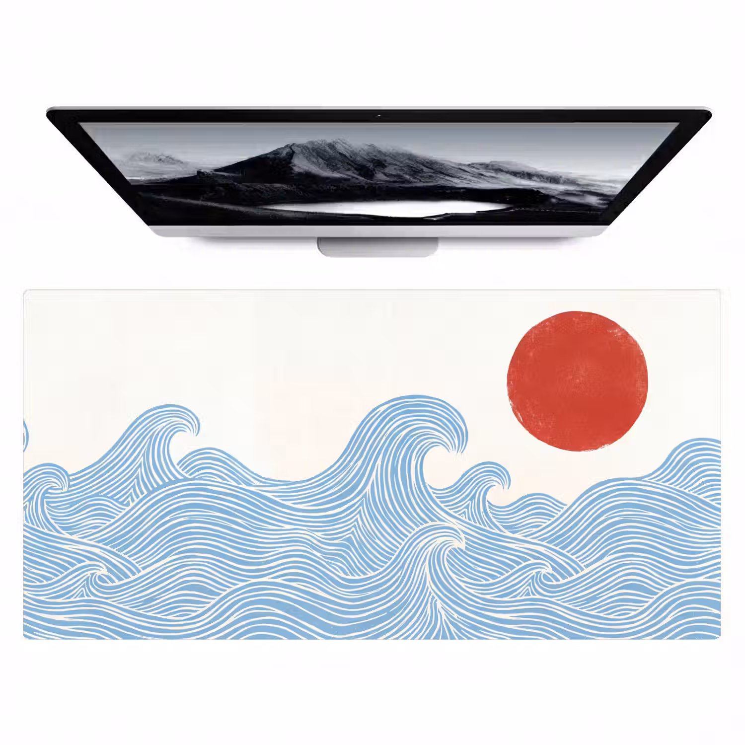 Zon - Golven - Oceaan - Abstract - Rood Muismat XXL klein -zzz3d