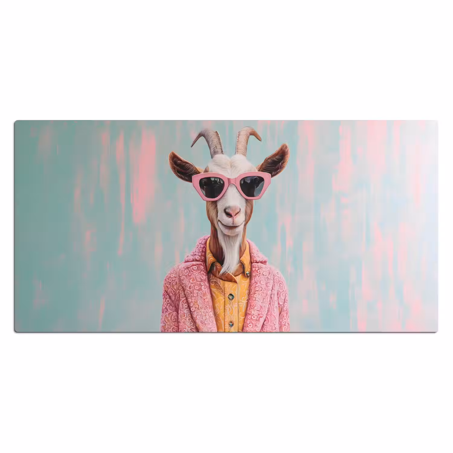 Zonnebril - Roze - Geit - Horen Muismat XXL klein -3d_leeg