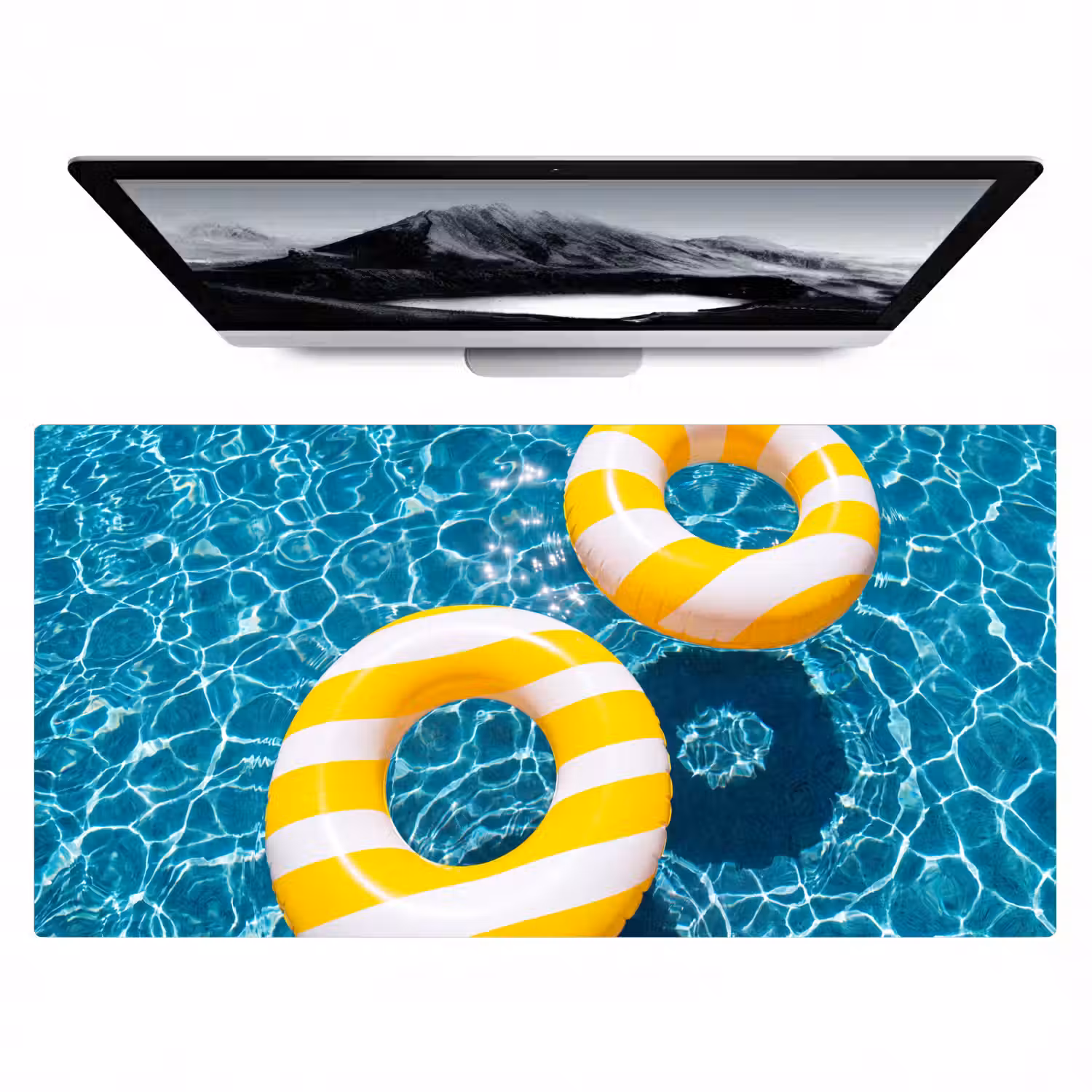 Zwembad - Zwembanden - Zomer - Geel - Blauw Muismat XXL klein -zzz3d