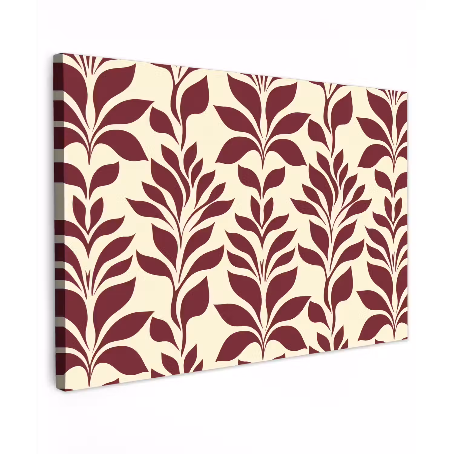 Abstract - Bladeren - Burgundy canvas 2cm klein 34 -z3d