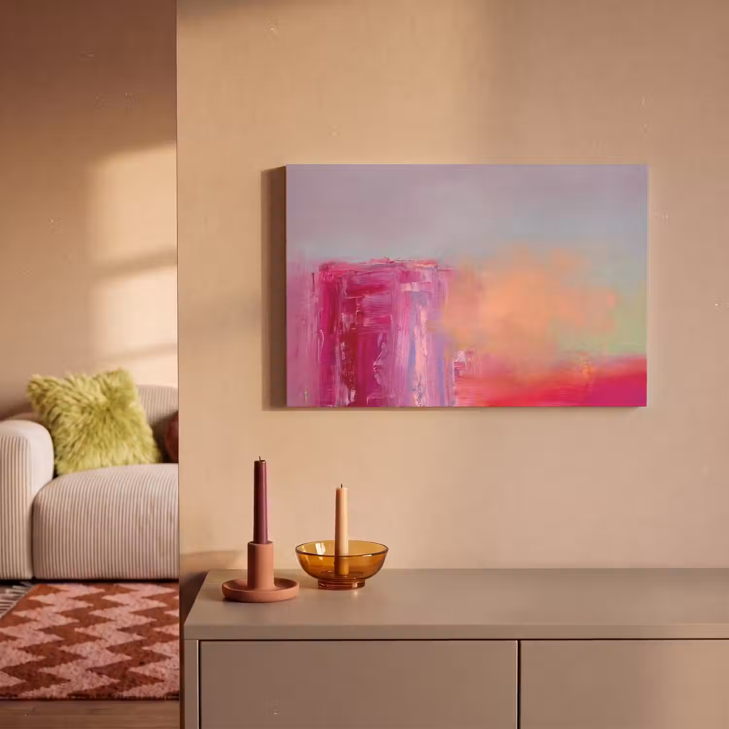 Abstract - Kleuren - Modern - Roze canvas 2cm klein -sfeer1