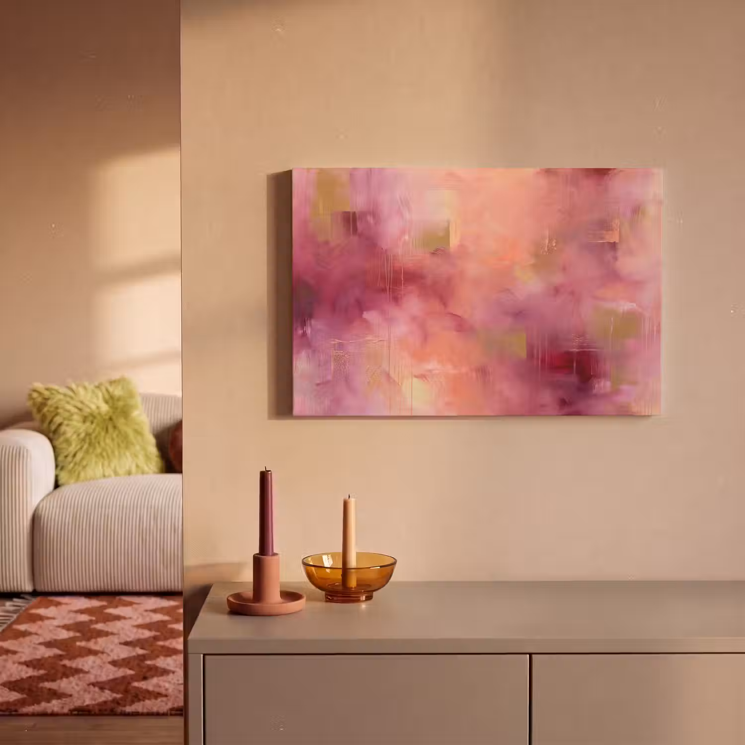 Abstract - Kleuren - Modern - Roze - Paars canvas 2cm klein -sfeer1