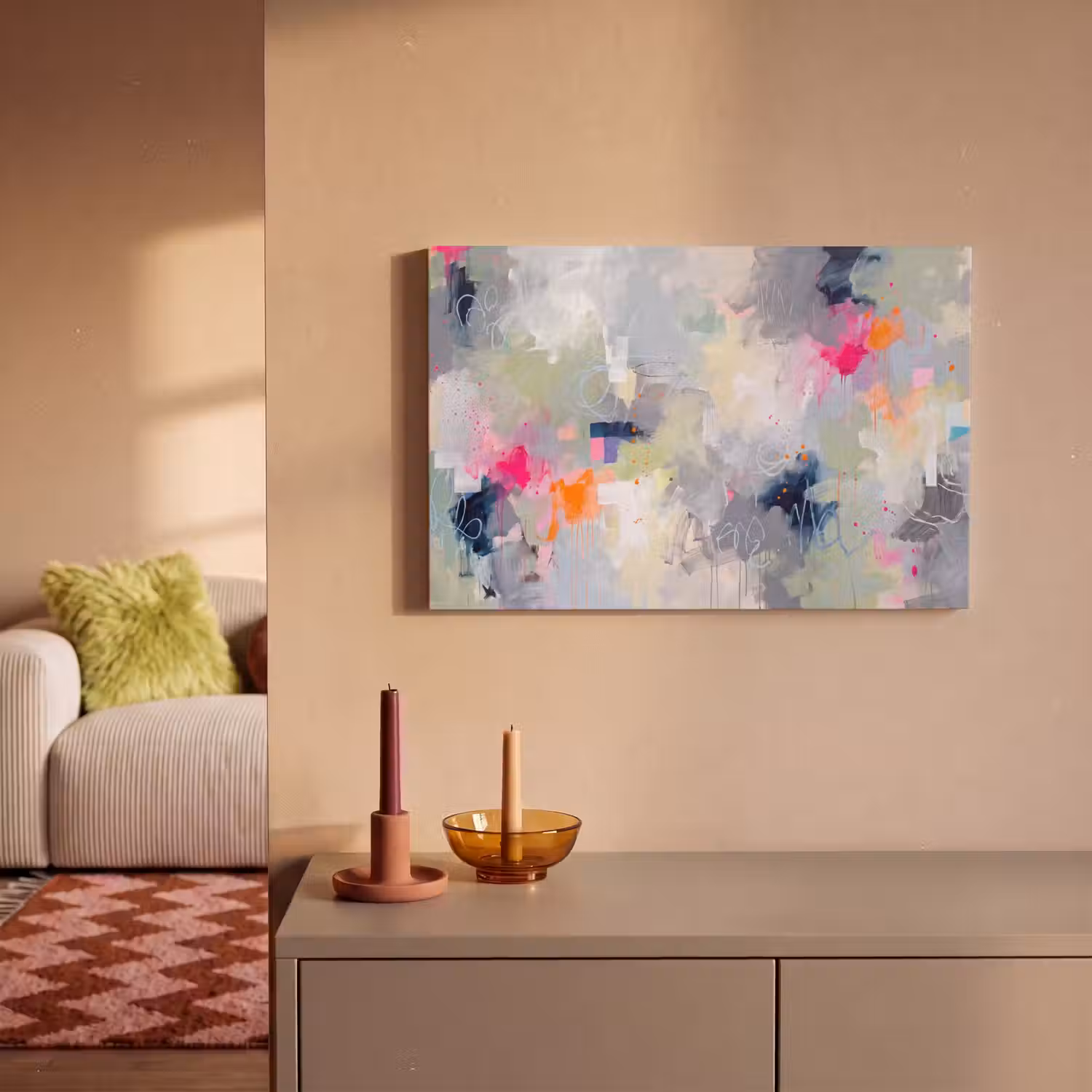 Abstract - Kleurrijk - Modern - Kunst canvas 2cm klein -sfeer1