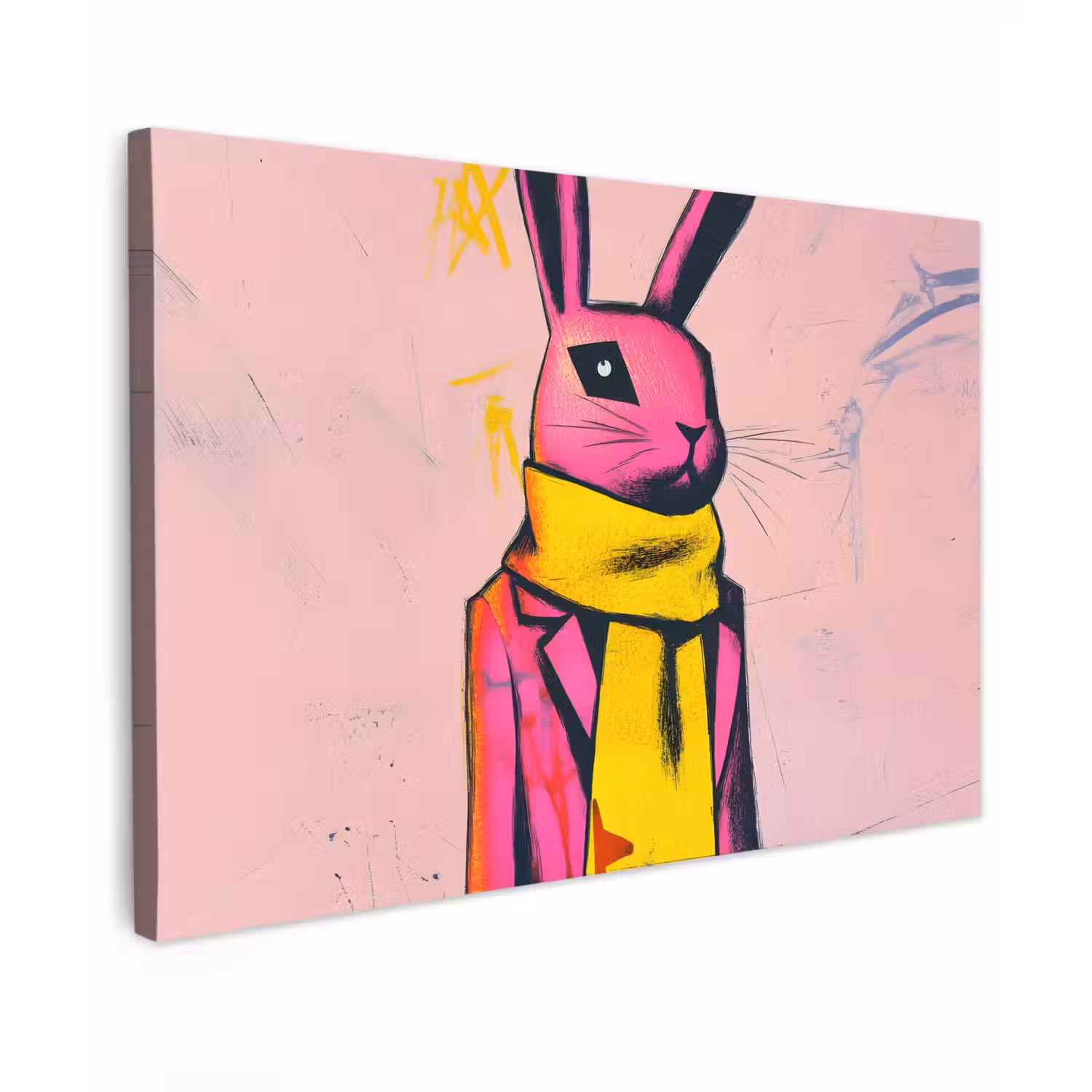 Abstract - Konijn - Sjaal - Geel canvas 2cm klein -z3d
