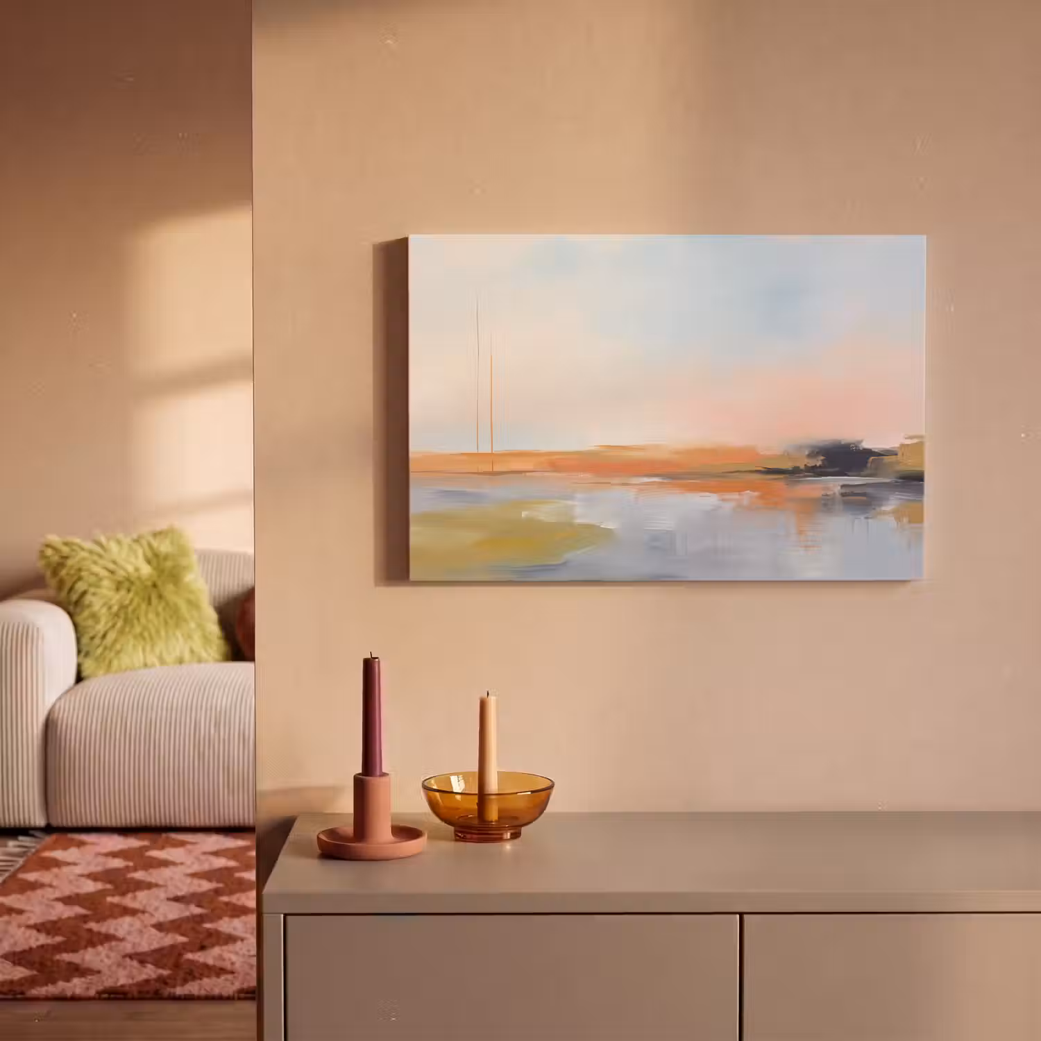 Abstract - Landschap - Horizon - Modern - Kleurrijk canvas 2cm klein -sfeer1