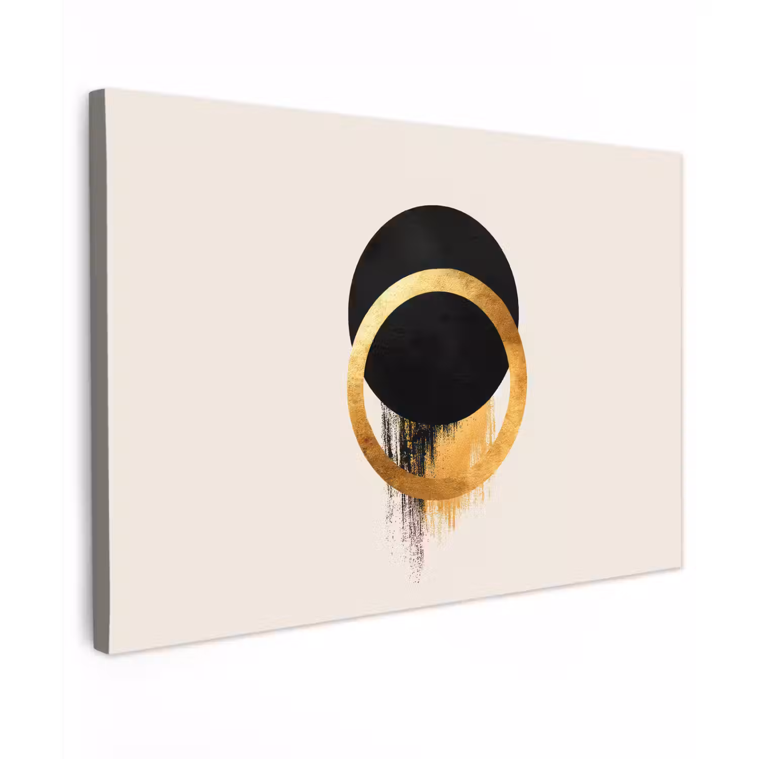 Abstract ontwerp - Zwarte cirkel - Verfvlekken canvas 2cm klein -z3d