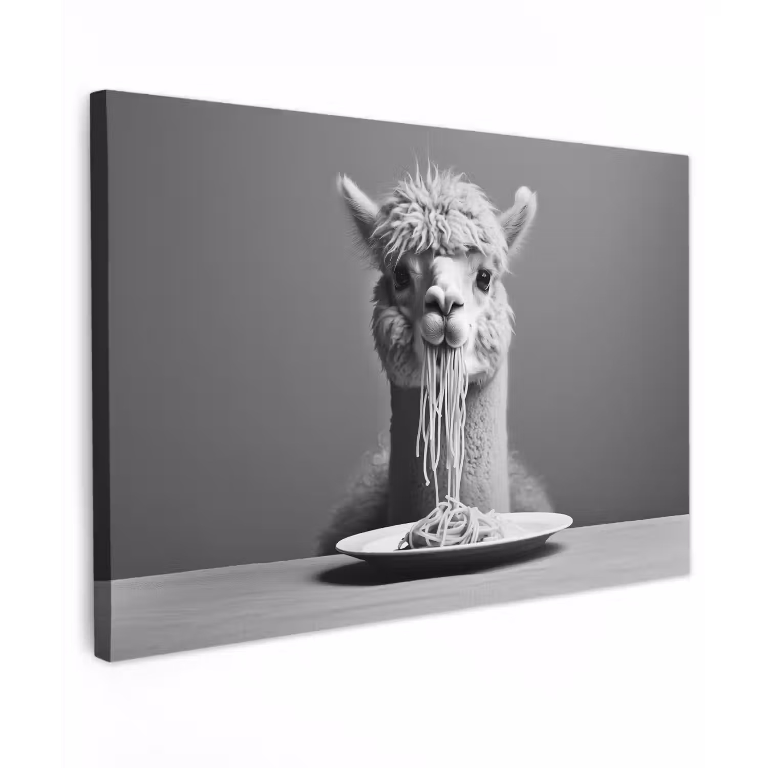 Alpaca - Pasta - Zwart - Wit - Grappig - Dieren canvas 2cm klein -z3d