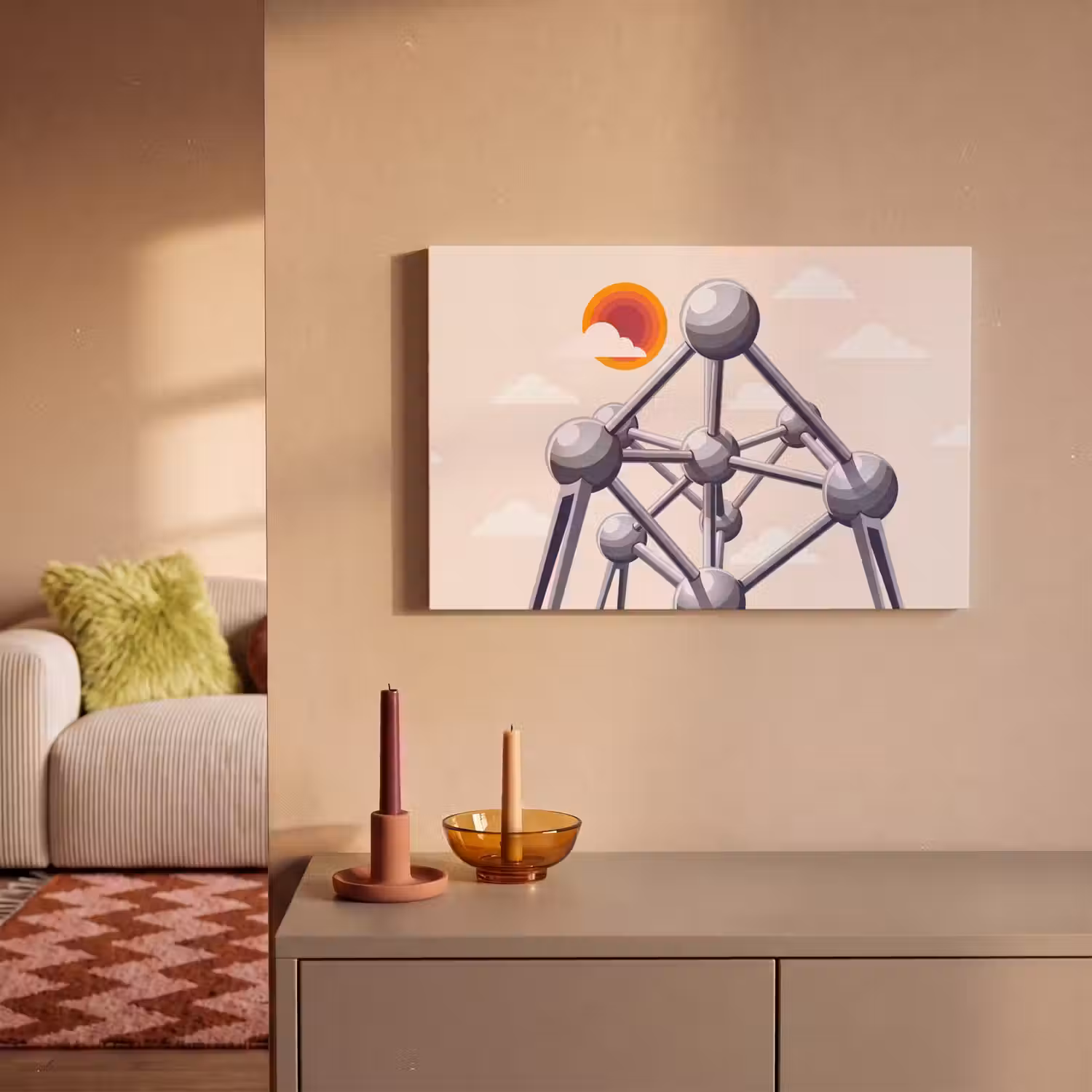 Architectuur - Geometrie - Stad - Modern - Grijs canvas 2cm klein -sfeer1