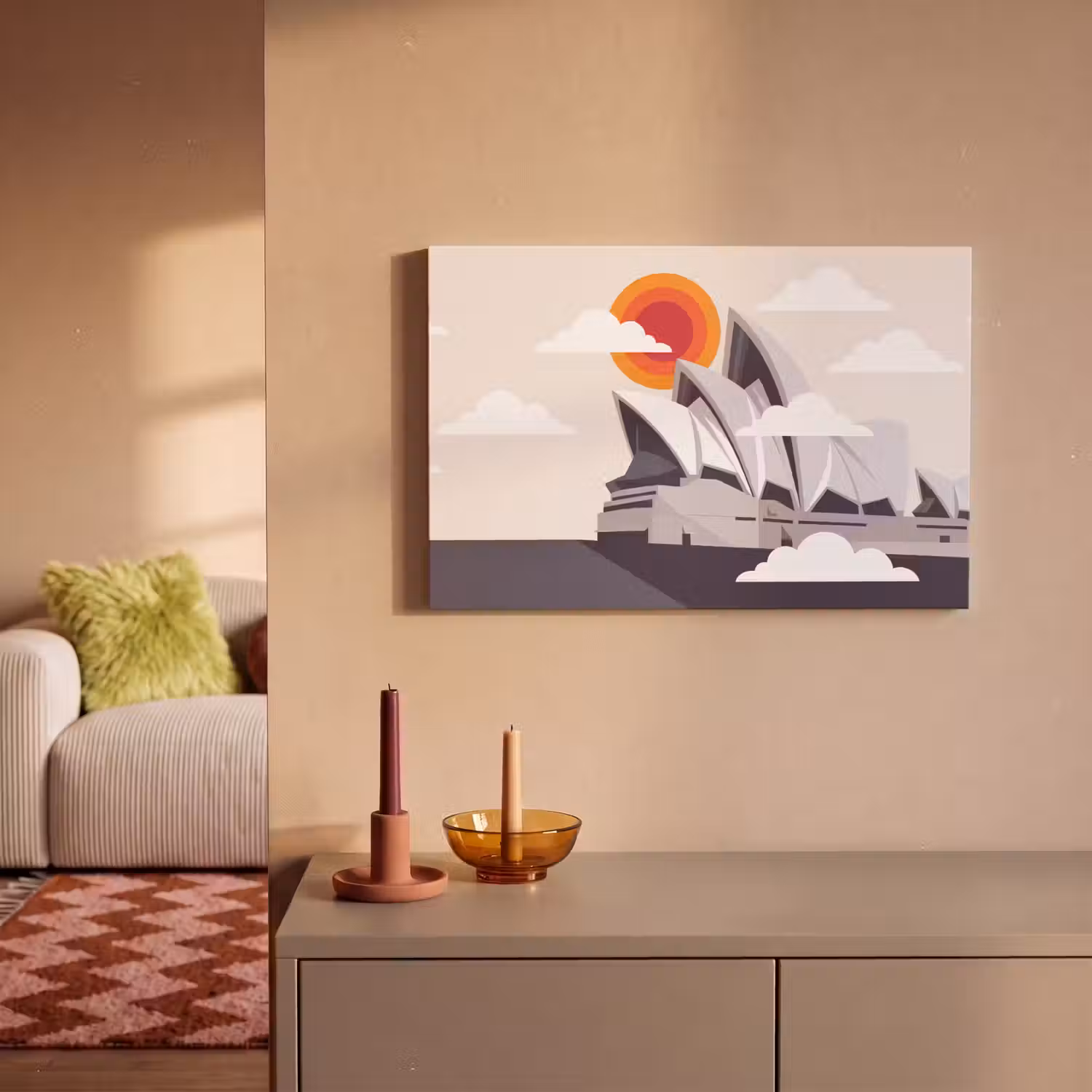 Architectuur - Stadsgezicht - Modern - Grijs - Oranje canvas 2cm klein -sfeer1