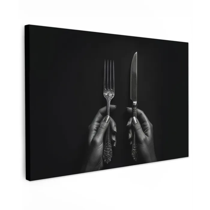 Bestek - Zwart - Wit canvas 2cm klein -z3d