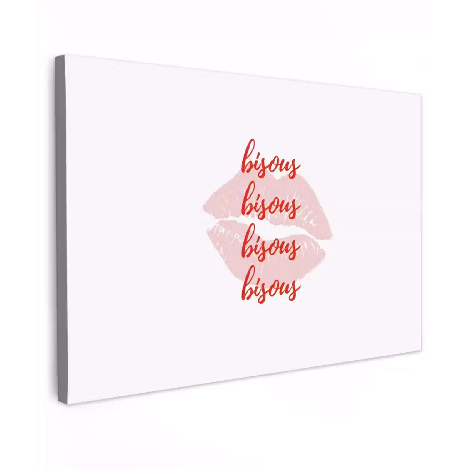Bisous - Lip - Wit - Rood canvas 2cm klein -z3d