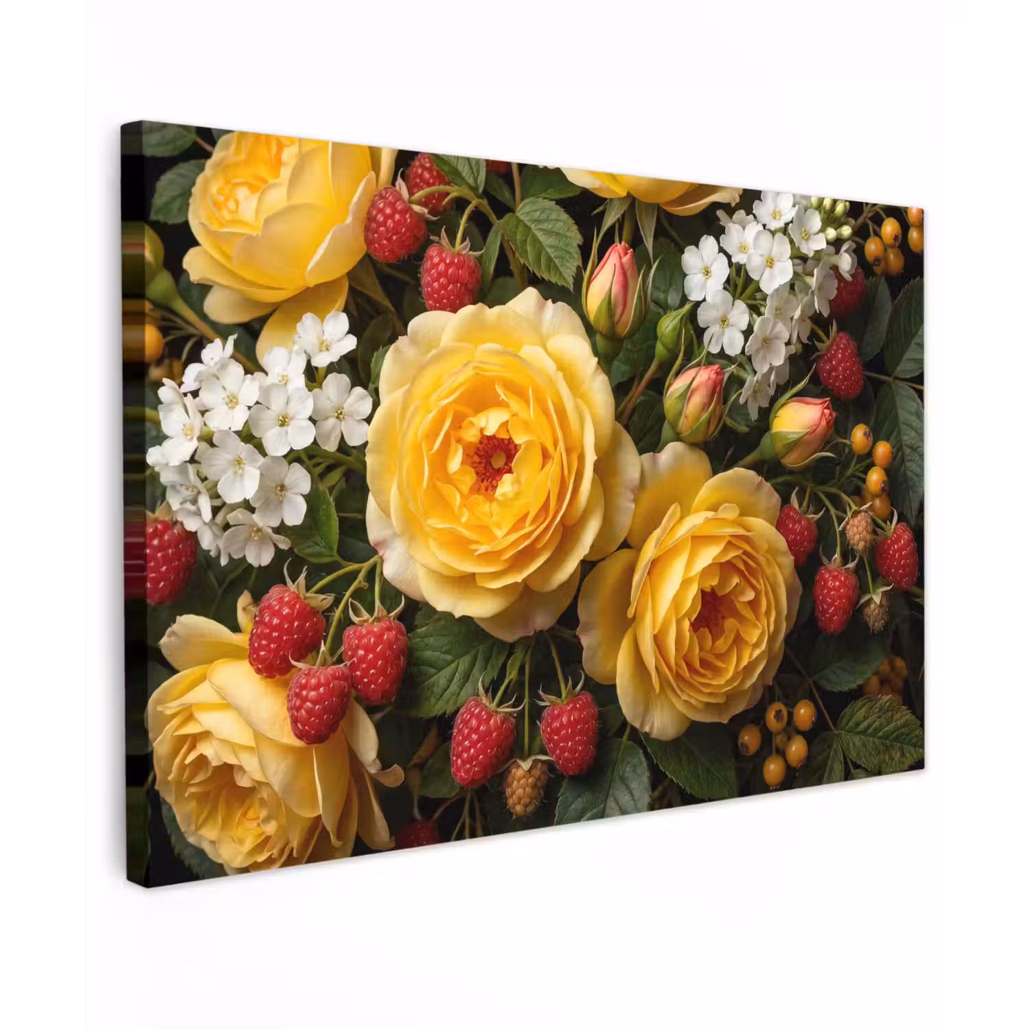 Bloemen - Boeket - Natuur - Klassiek - Geel canvas 2cm klein -z3d