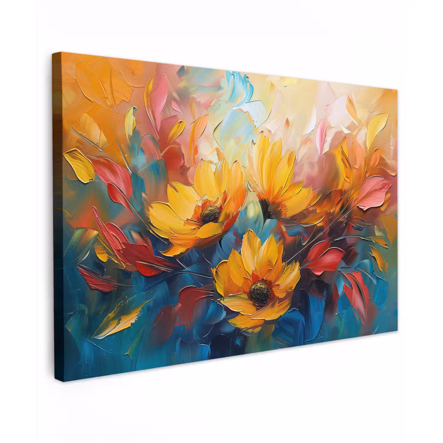 Bloemen - Dahlia - Kunst - Oranje - Watercolor canvas 2cm klein -z3d