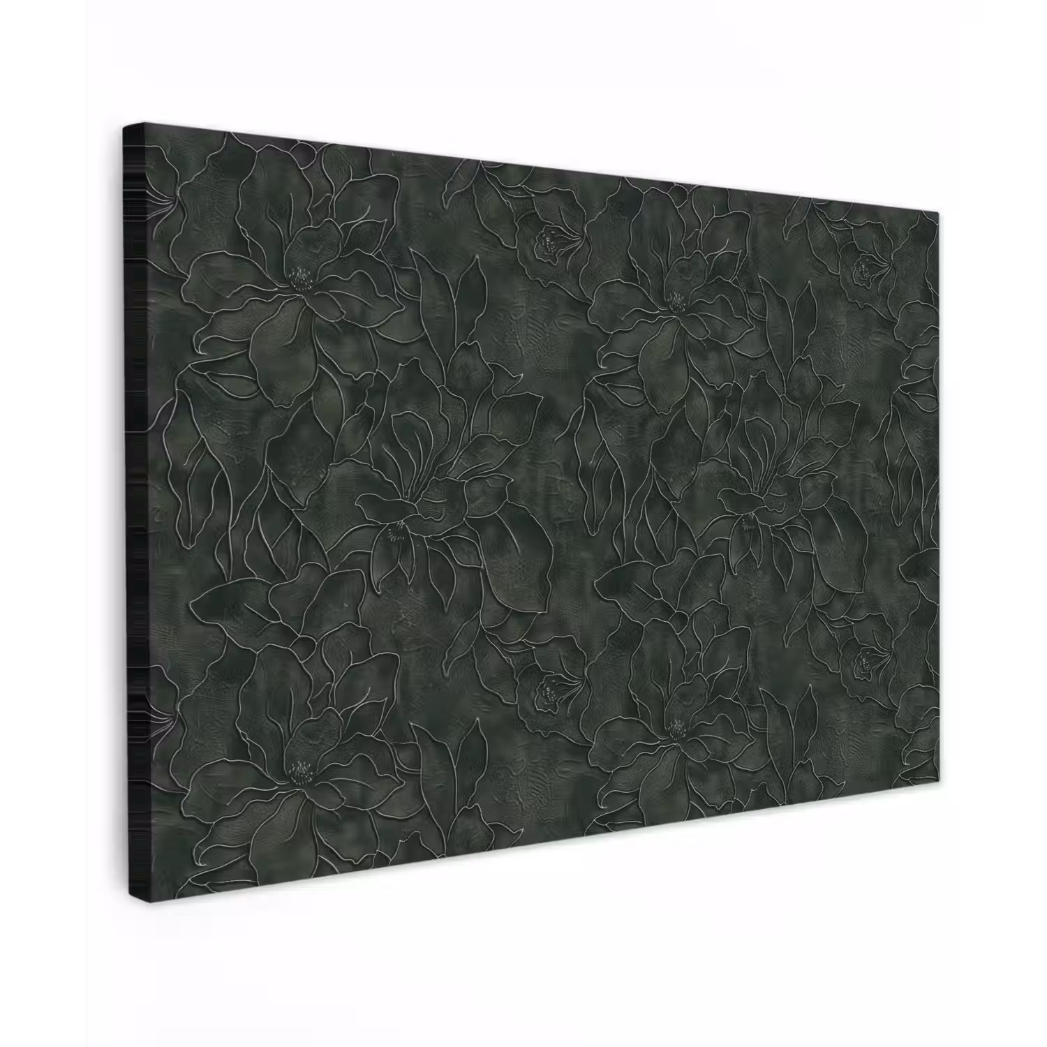 Bloemen - Lijnen - Groen canvas 2cm klein 34 -z3d