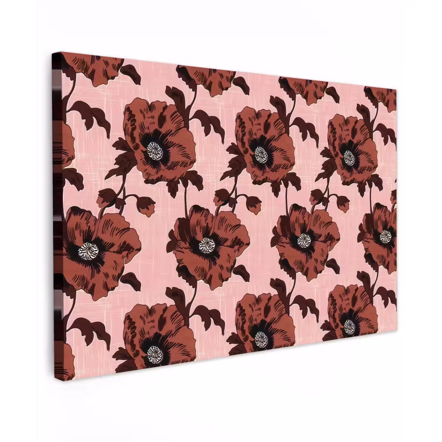Bloemen - Retro - Rood canvas 2cm klein 34 -z3d