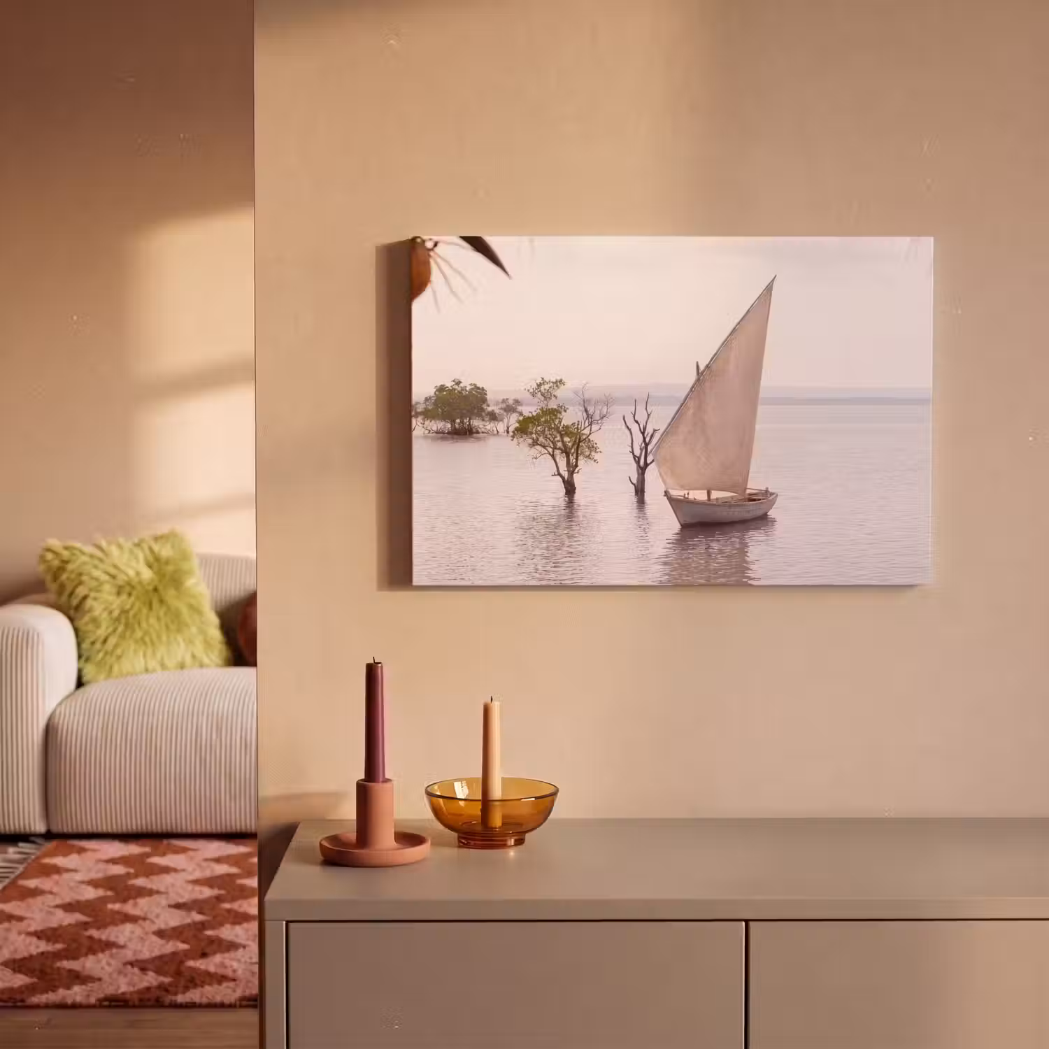 Boot - Zeil - Water - Tropisch - Natuur canvas 2cm klein -sfeer1