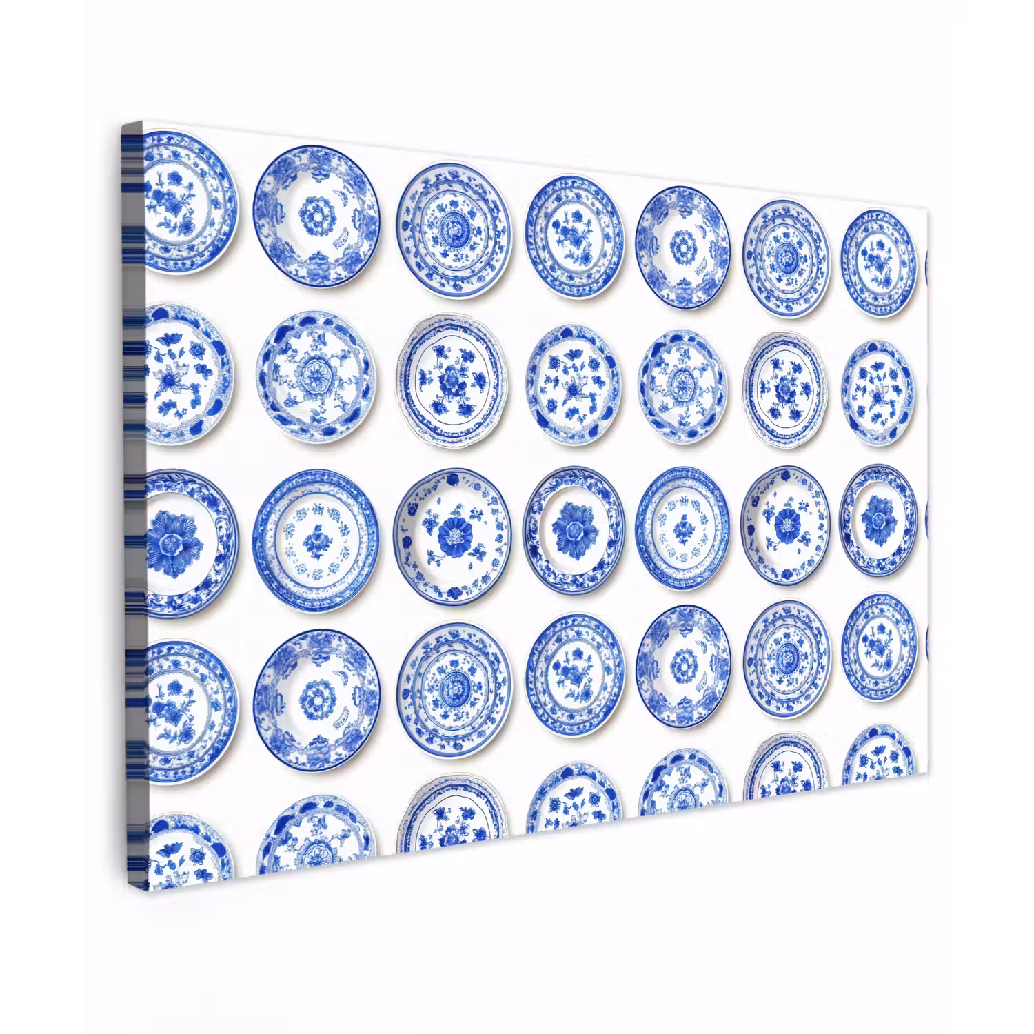 Borden - Bloemen - Patroon - Blauw canvas 2cm klein 34 -z3d