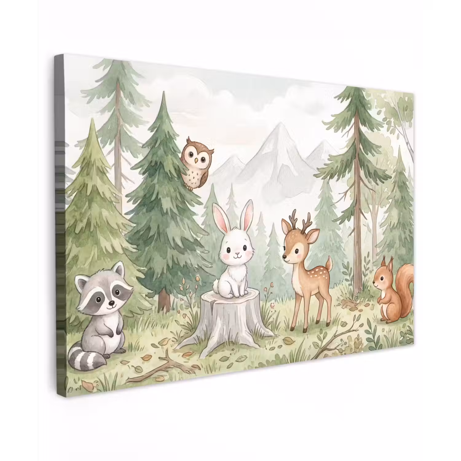 Bos - Dieren - Groen canvas 2cm klein -z3d
