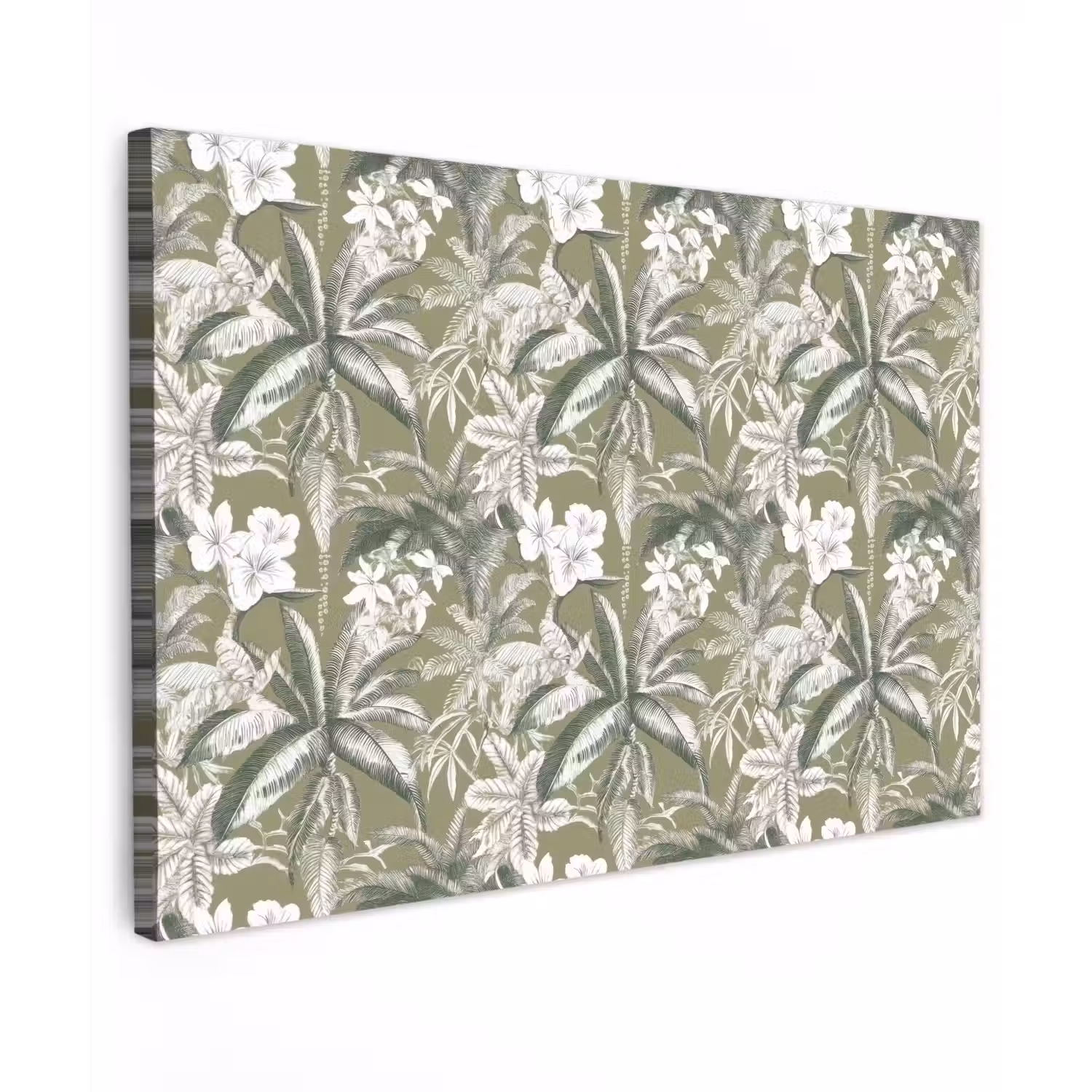 Botanisch - Bloemen - Groen canvas 2cm klein 34 -z3d