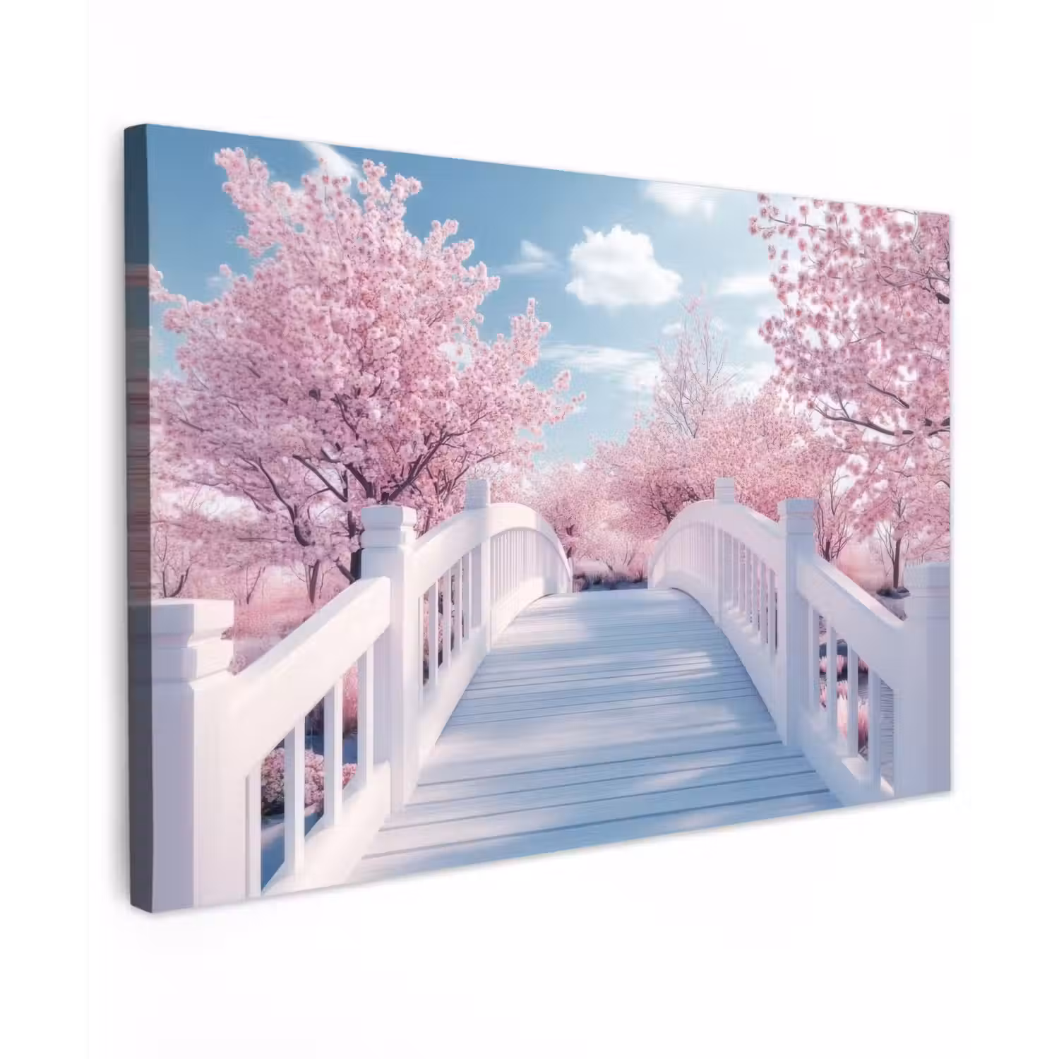 Brug - Kersenbomen - Wit canvas 2cm klein -z3d