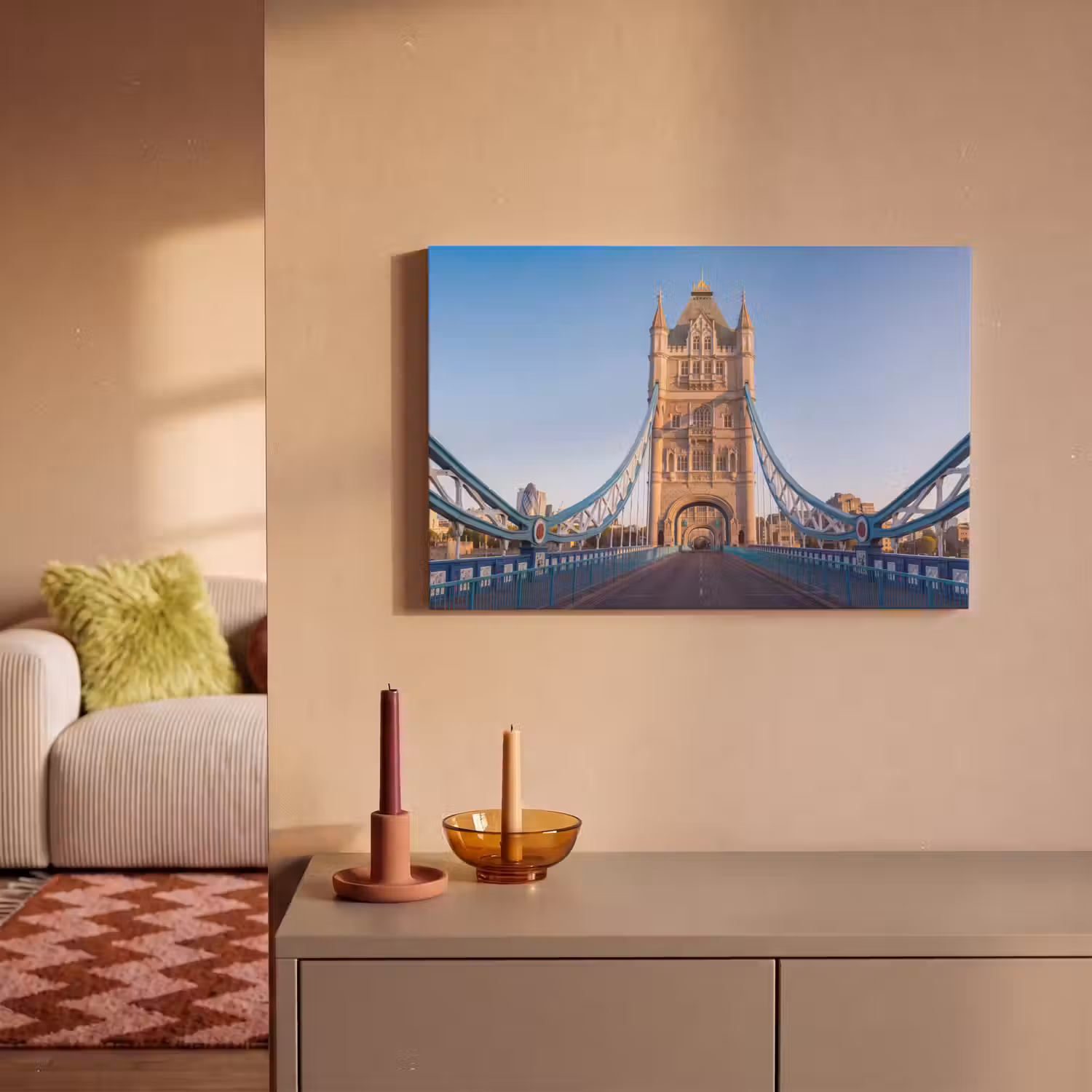 Brug - Toren - Architectuur - Klassiek - Blauw canvas 2cm klein -sfeer1